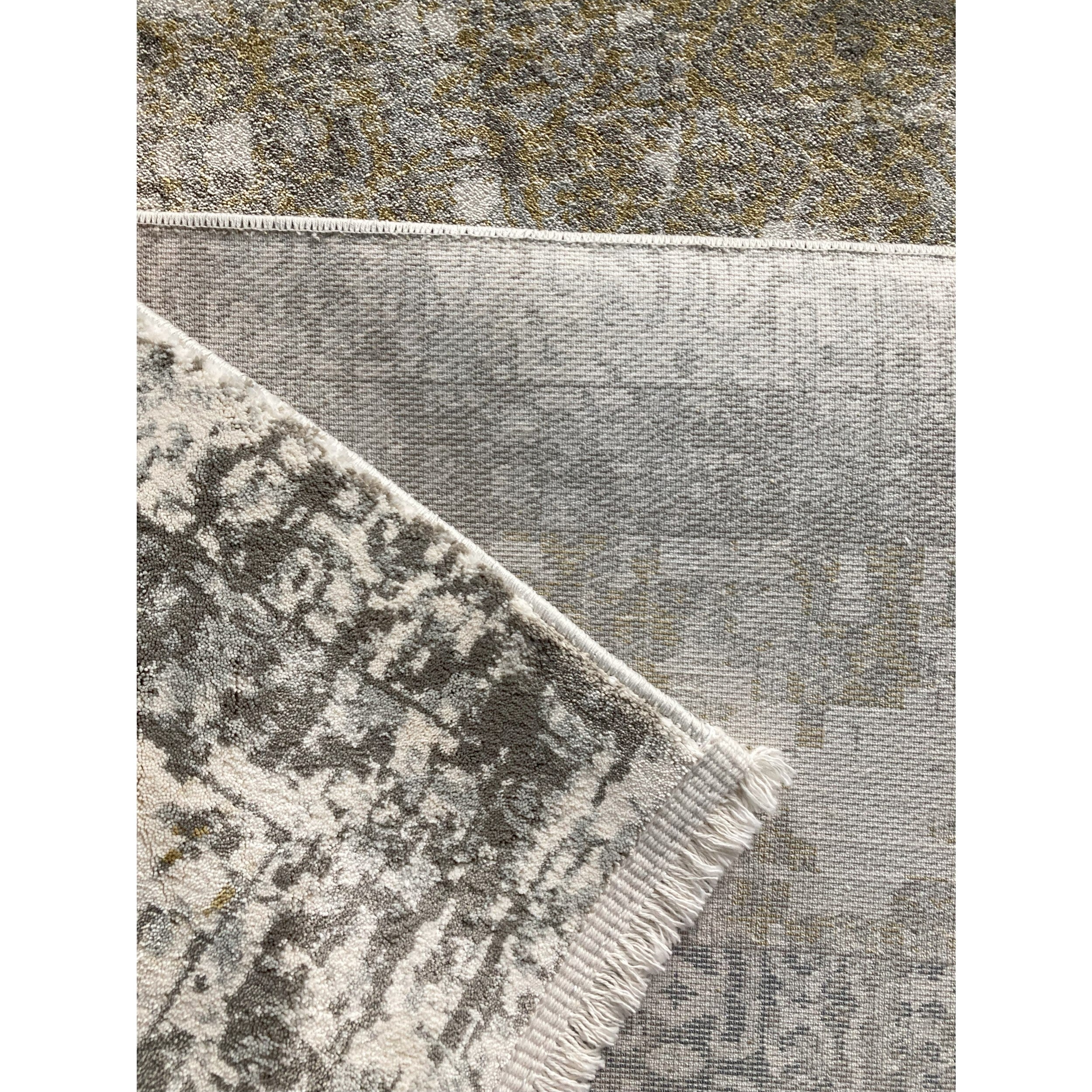 Smyrna Luxurious Soft Diamond Rug in Muted Gold and Grayish Blue