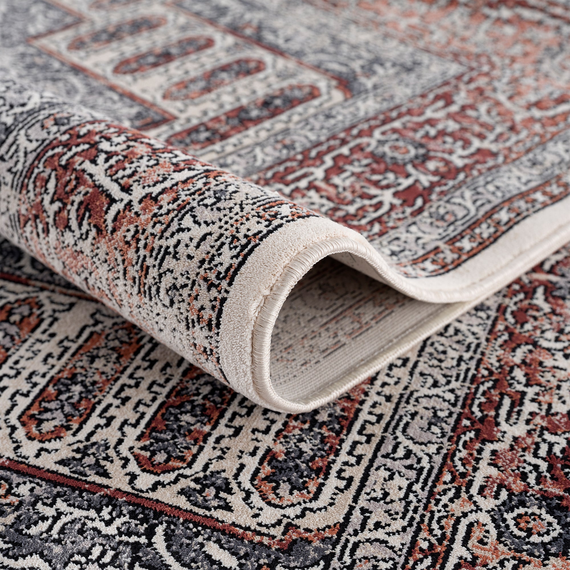Smyrna Luxurious Turkish Medallion Rug in Orange and Blue