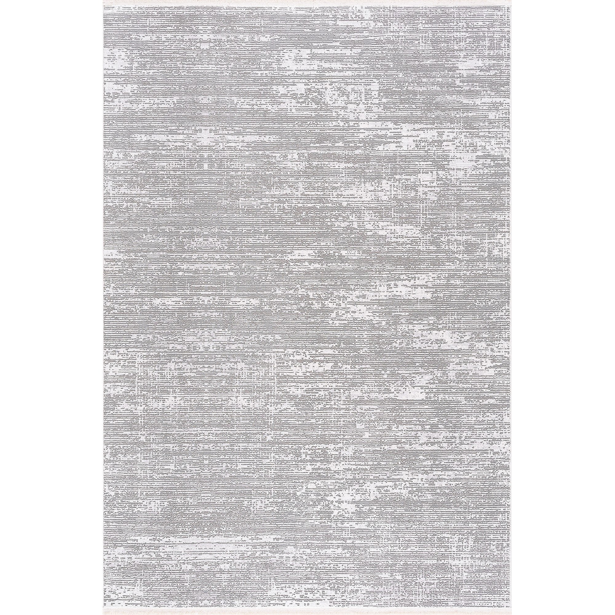 Smyrna Subtle Minimalist Rug in Muted Gray, Silver and White