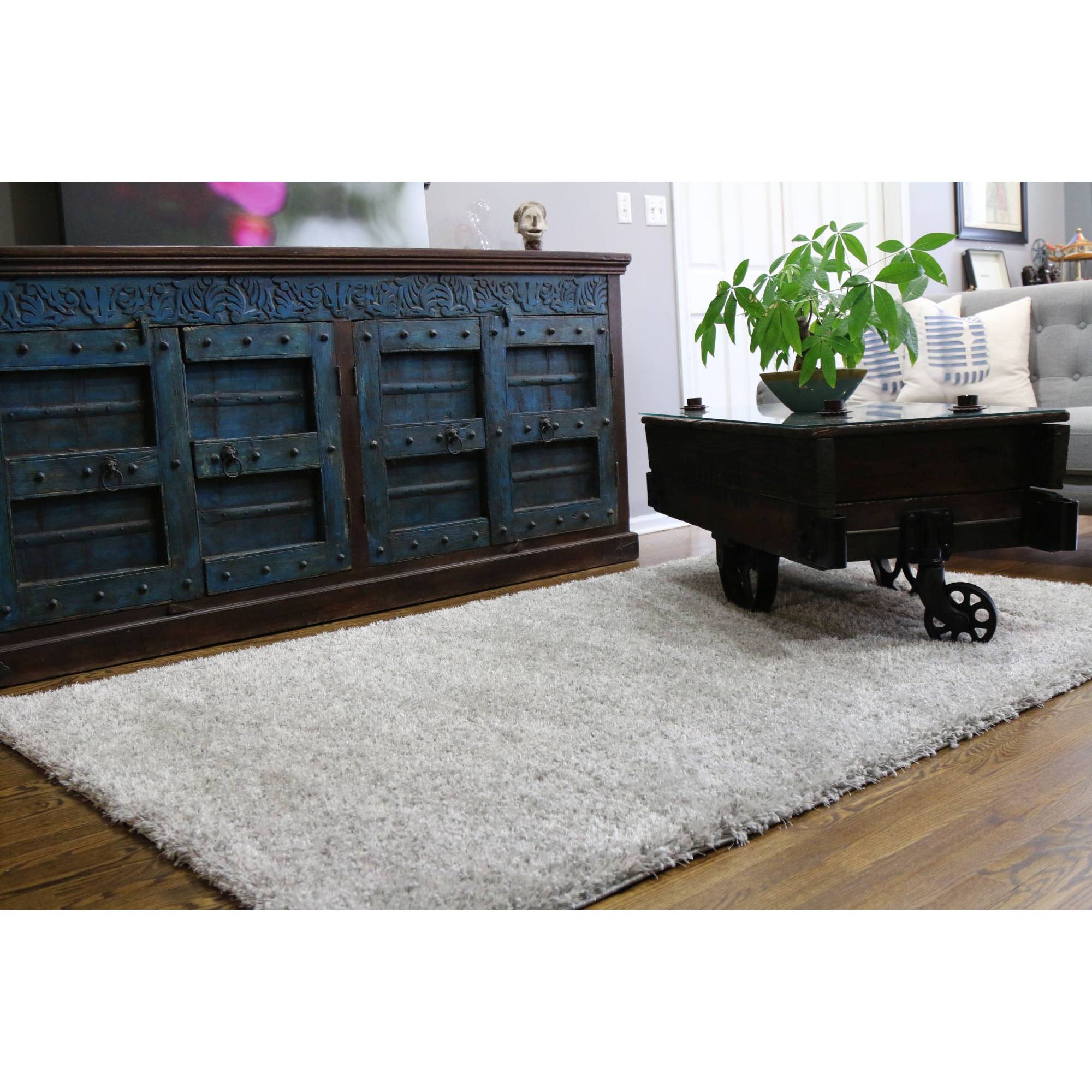Supershine Ultra Soft Silver Gray Shag Rug