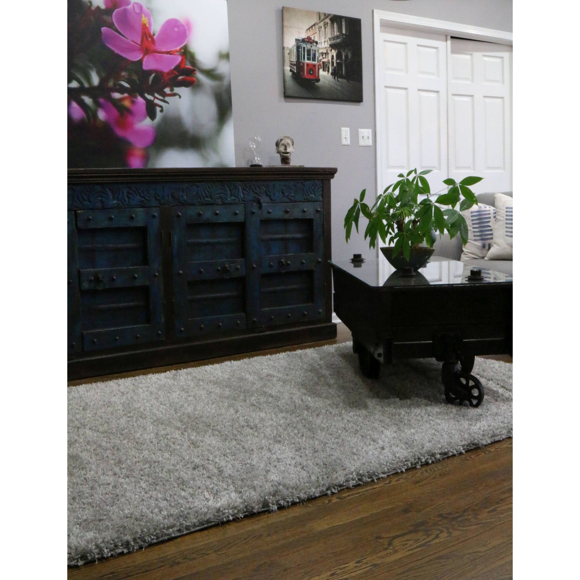 Supershine Ultra Soft Silver Gray Shag Rug