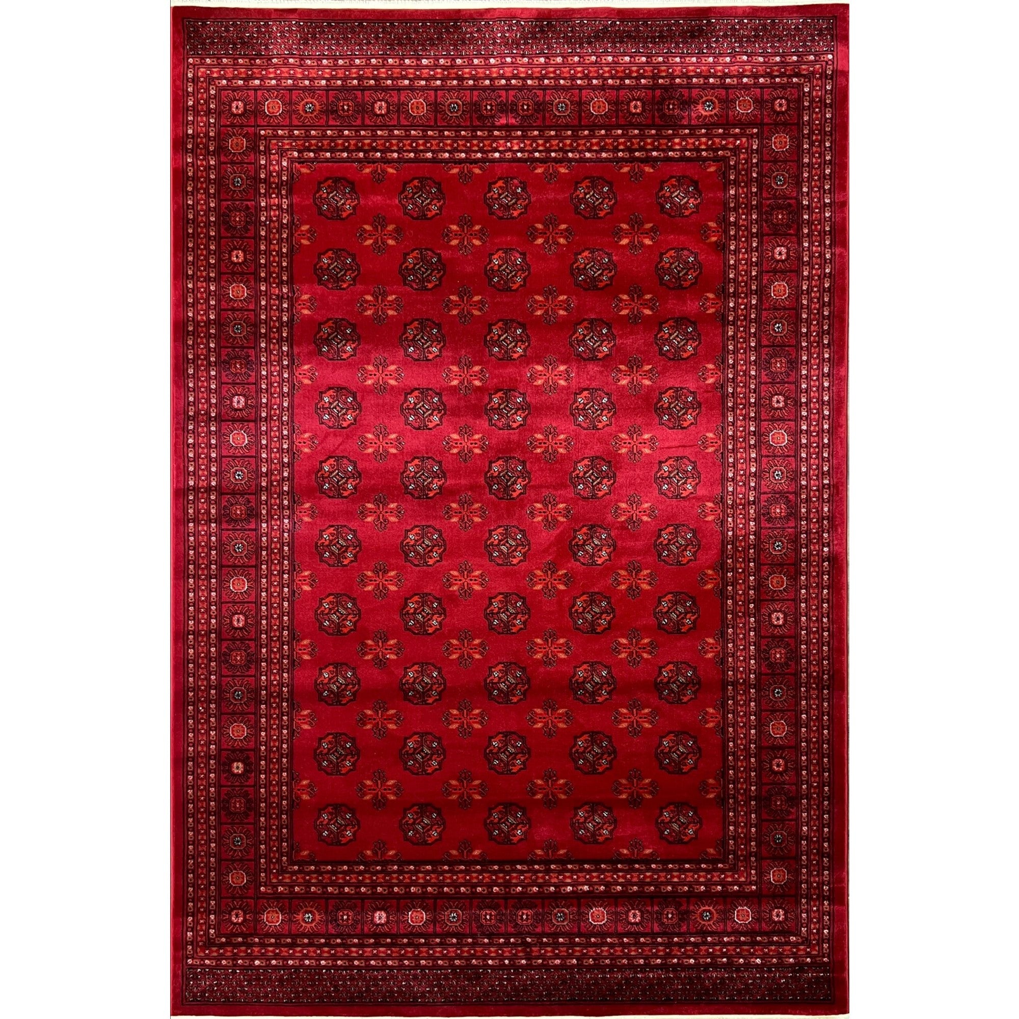 Traditional Red Tekke Area Rug with Geometric Design