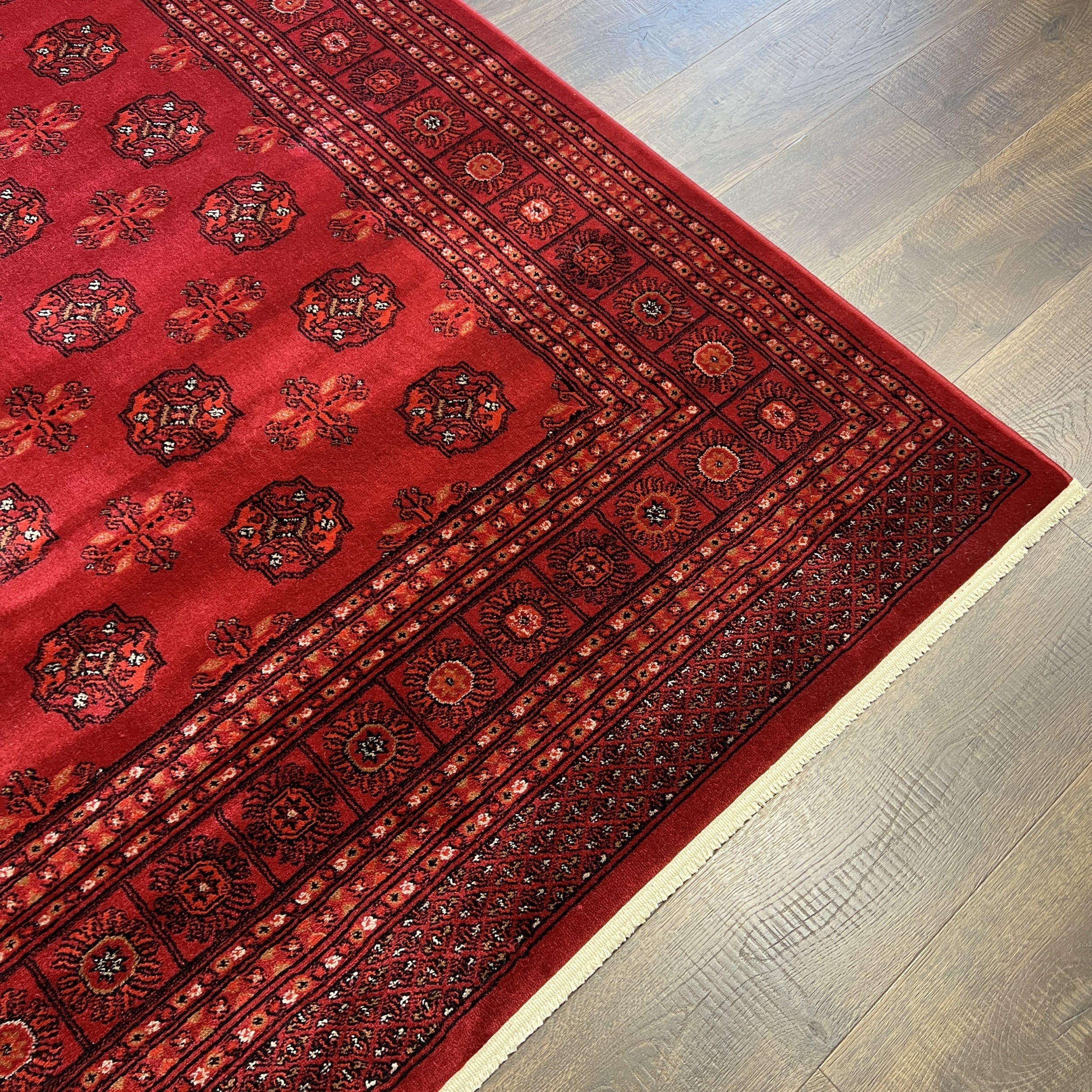 Traditional Red Tekke Area Rug with Geometric Design