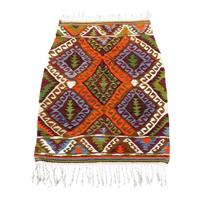 3X4 Vintage Turkish Handwoven Wool Kilim Rug - 3' x 3'8''