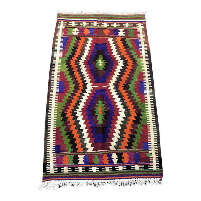 3X5 Turkish Handmade Wool Kilim Rug- 2'8'' x 4'5''