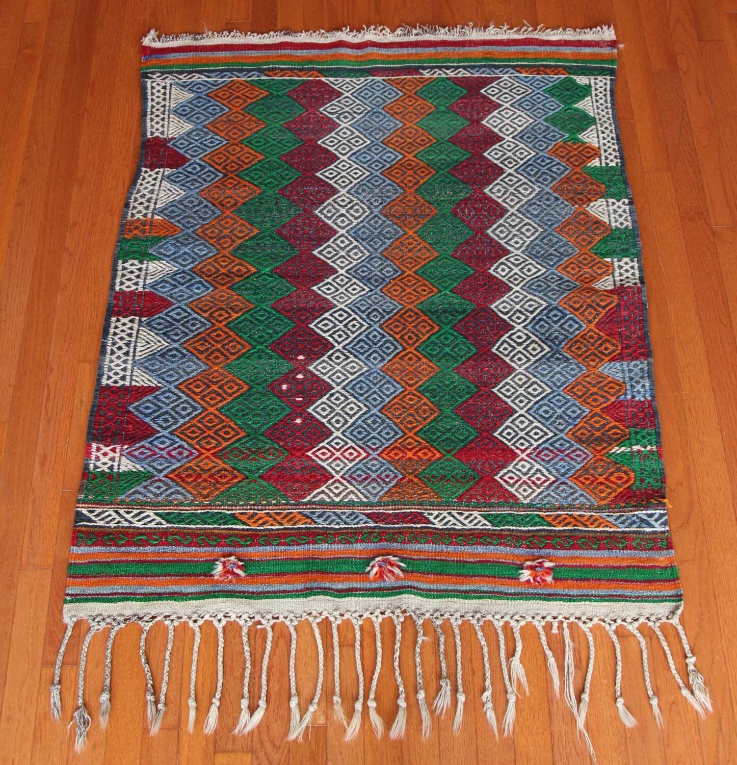 3X5 Bergama Yoruk Wool Handmade Kilim Rug - 3'3''x4'3''