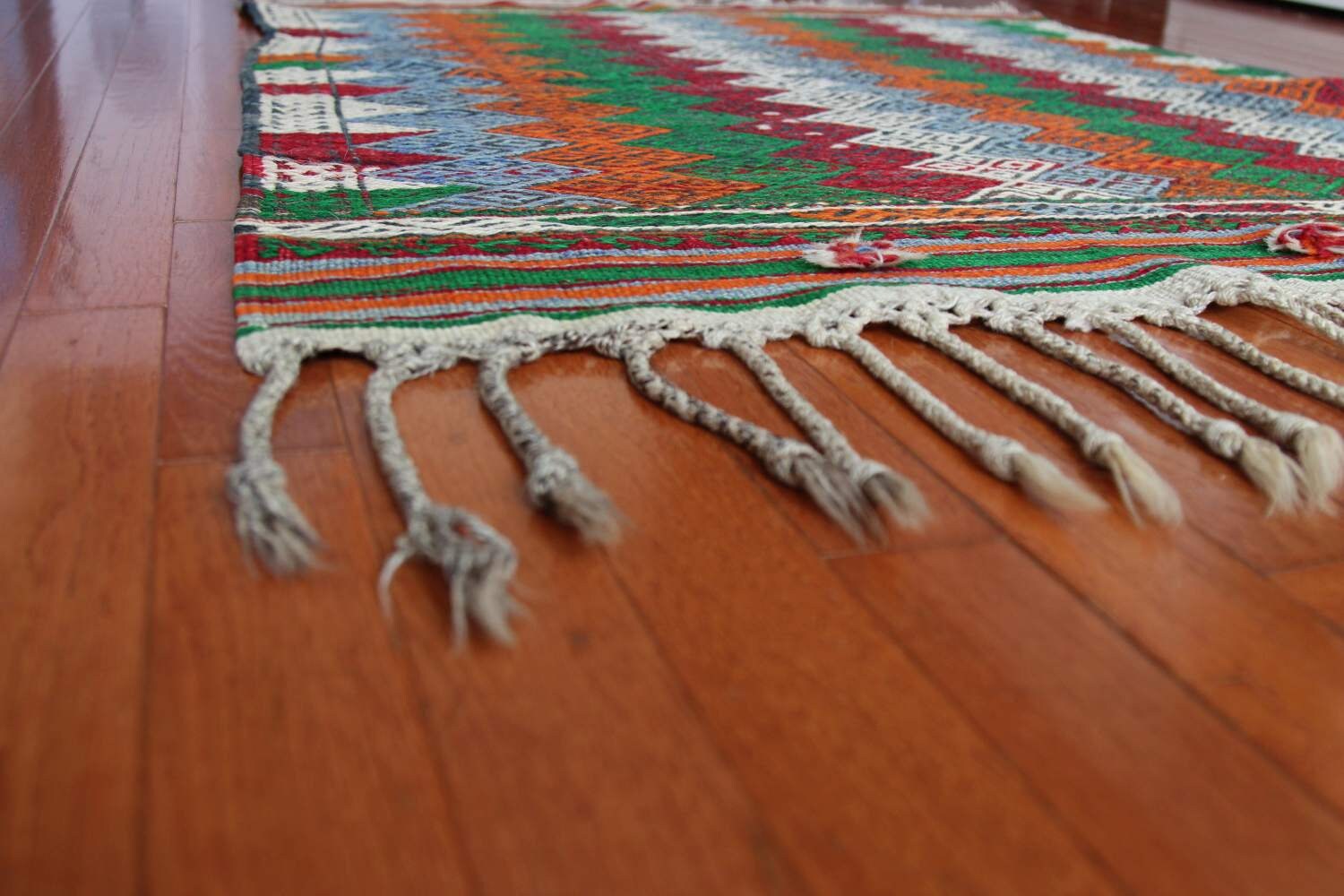 3X5 Bergama Yoruk Wool Handmade Kilim Rug - 3'3''x4'3''