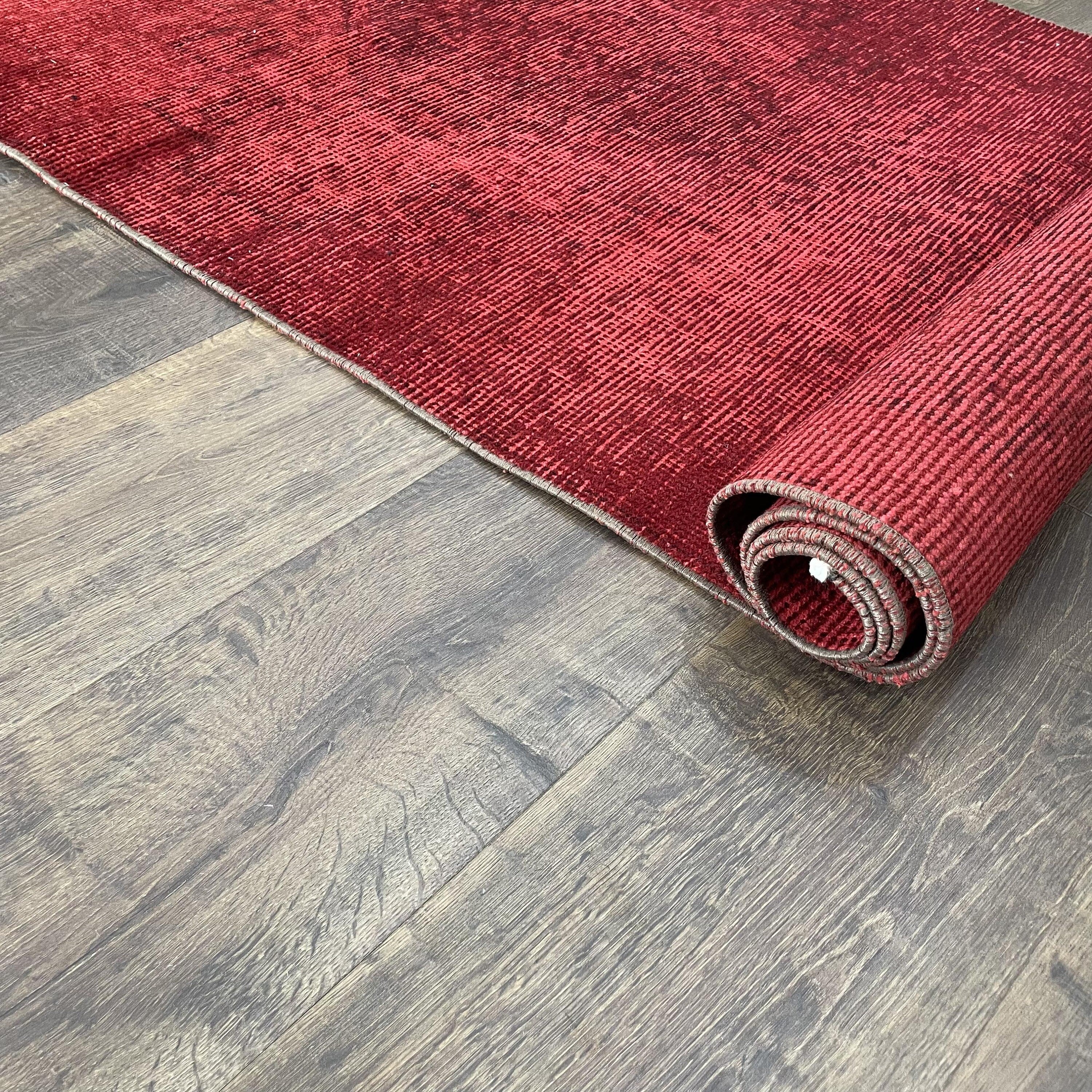 Hand-Knotted Over-Dyed Red Turkish Wool Runner Rug (3x7)