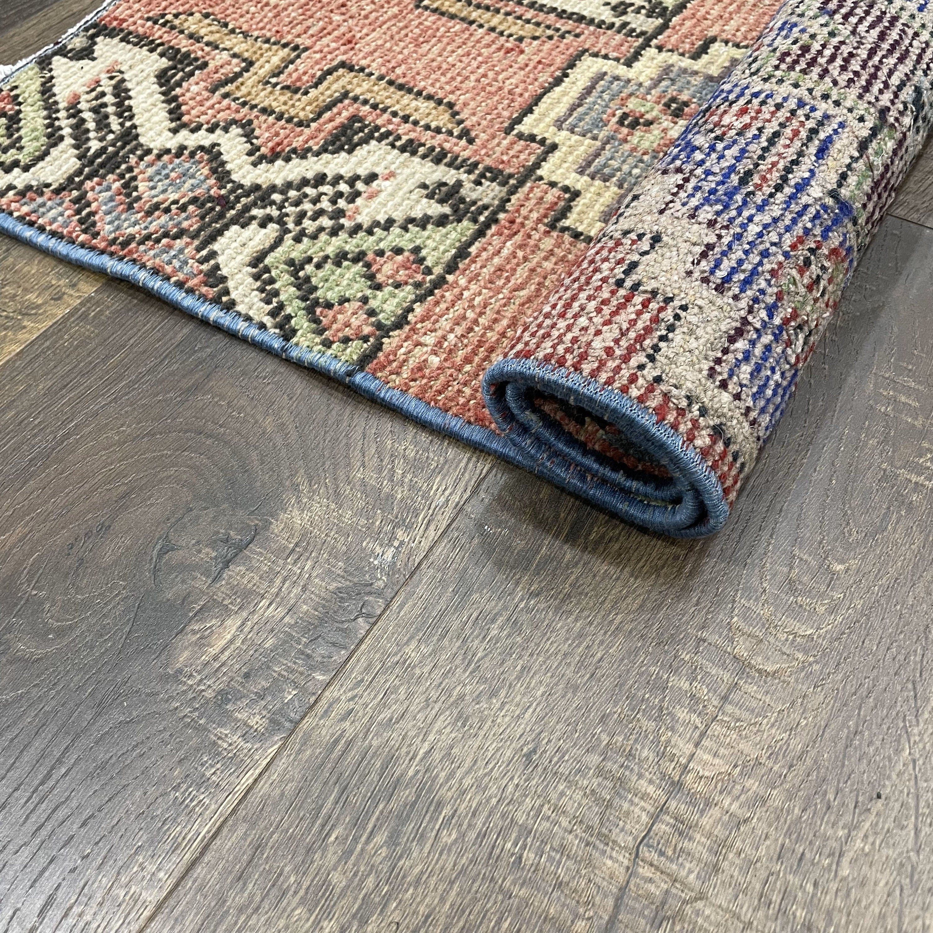 Hand-Knotted Cappadocia Wool Rug: Small Vintage Turkish Rug (1.5x3)