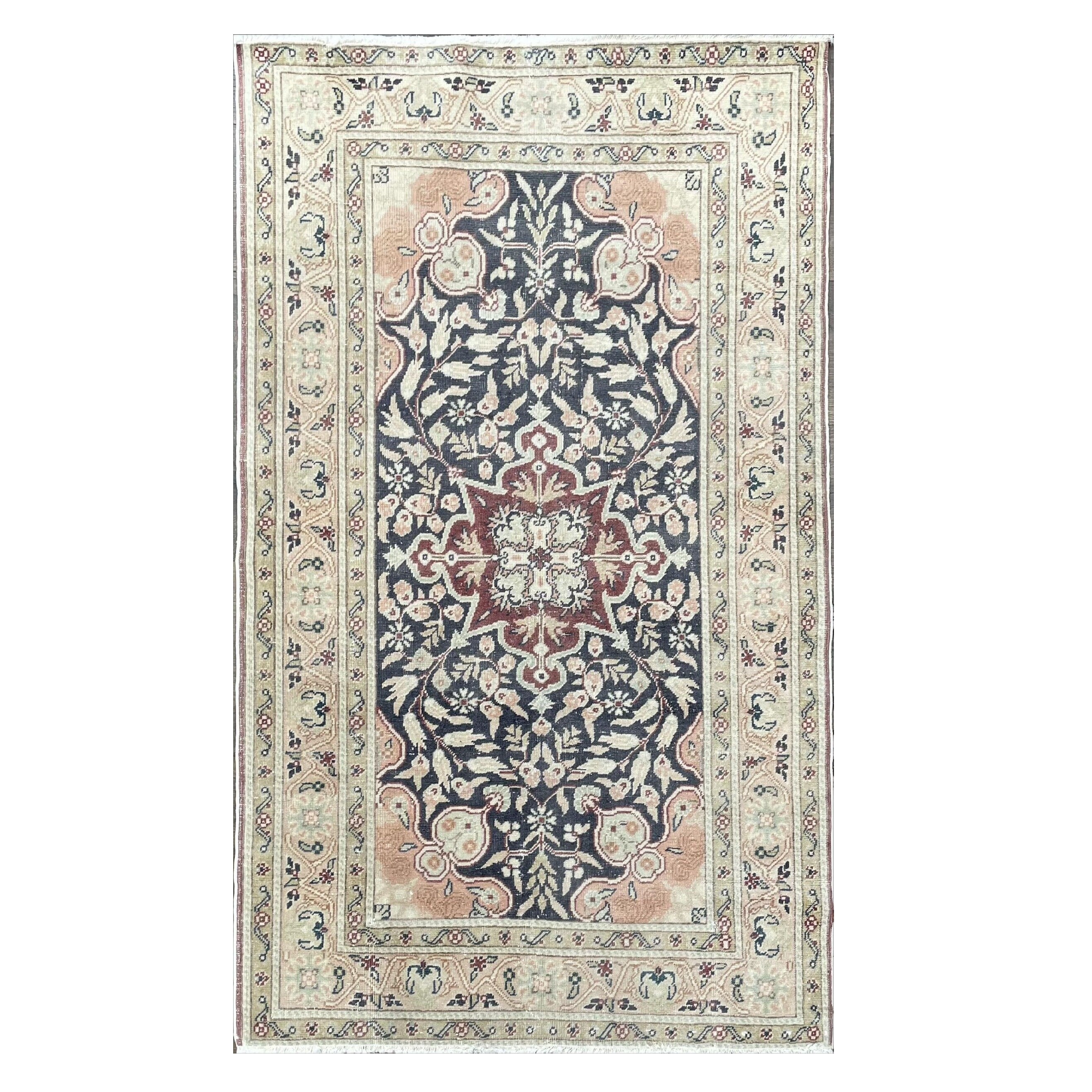Hand-Knotted Wool Rug: Vintage Turkish Oriental 3x5