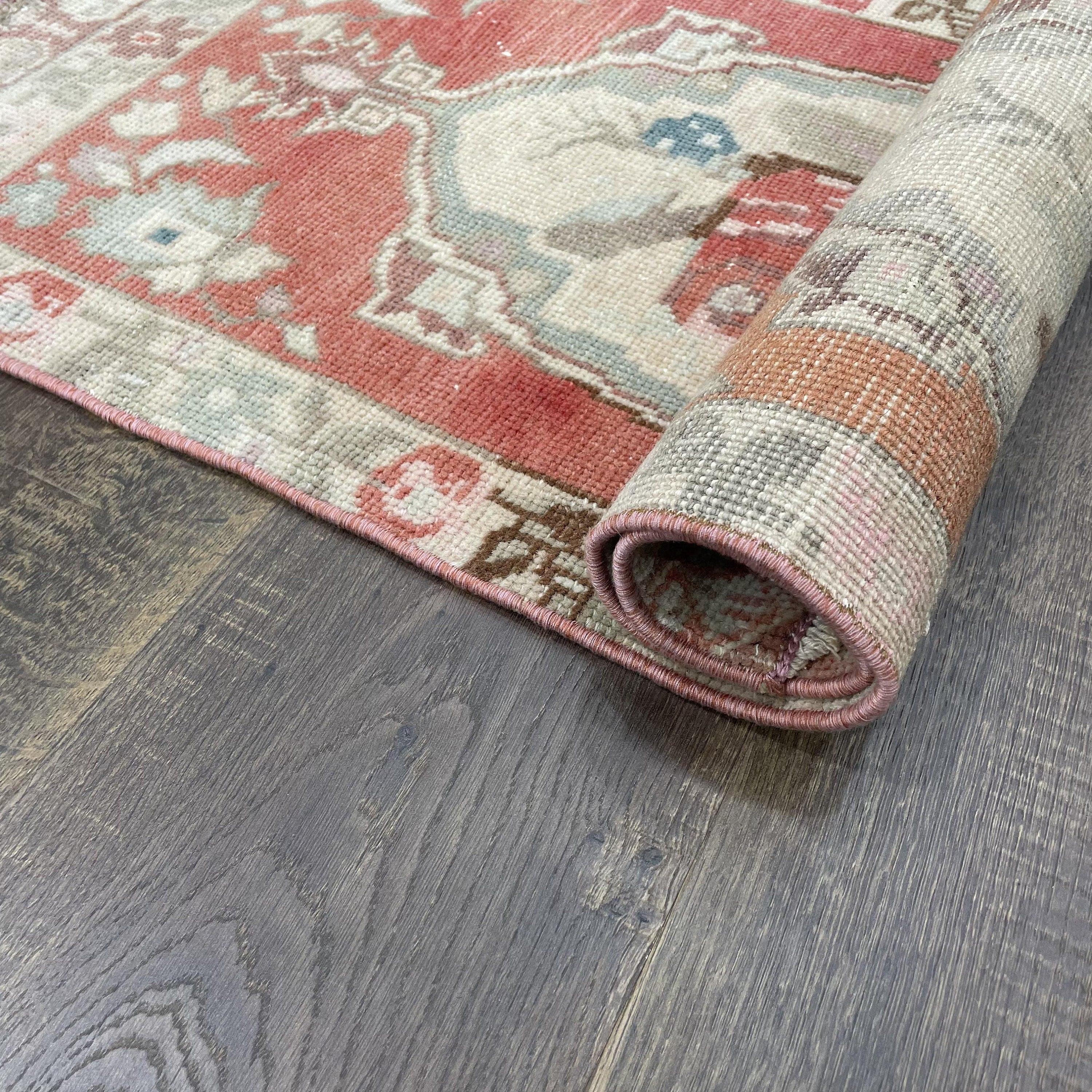 Vintage Turkish Wool Rug: 2x3.5 Hand Knotted Cappadocia Pastel Rug