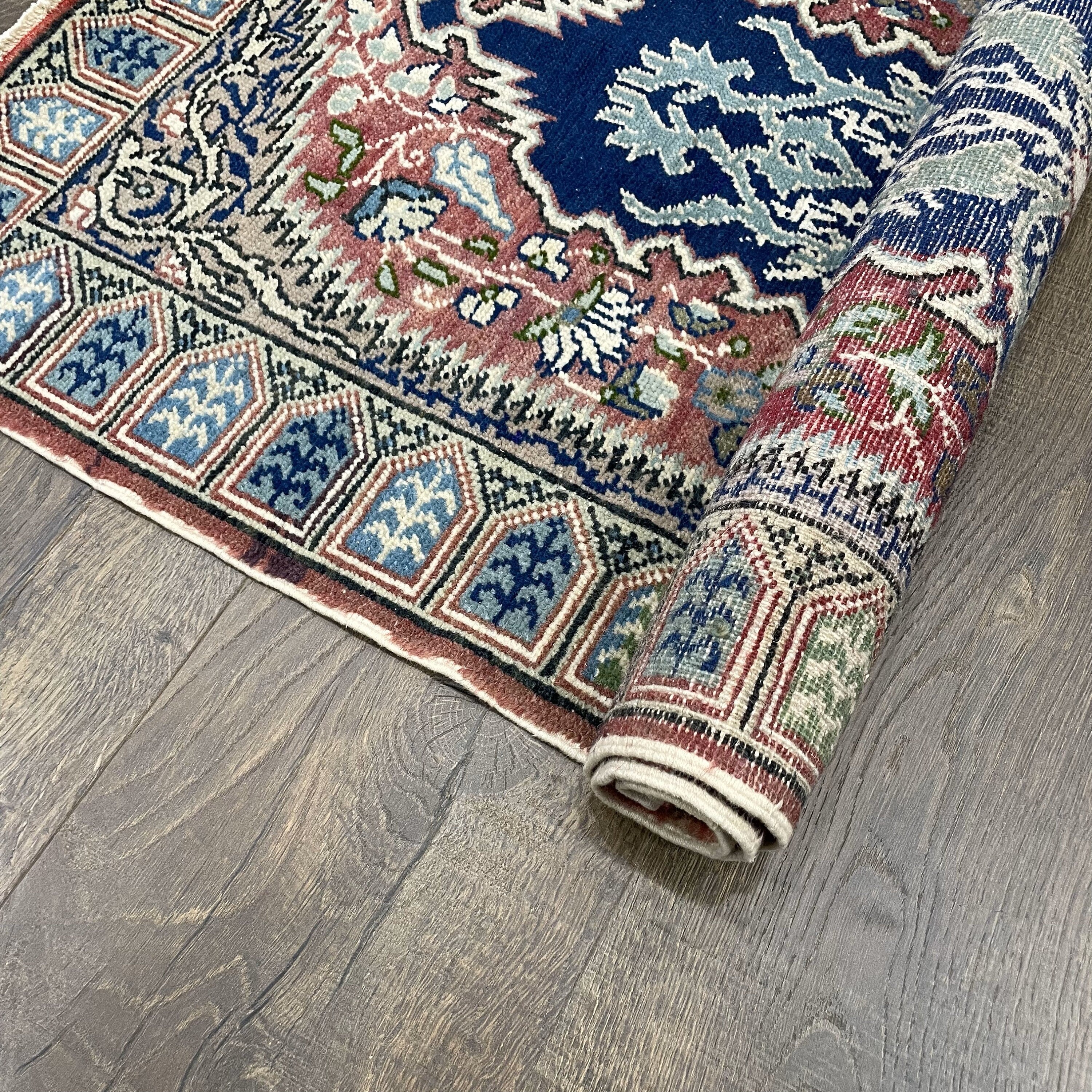 Vintage Cappadocia Wool Rug: Small Turkish Hand-Knotted Entryway Rug (2x3.5)