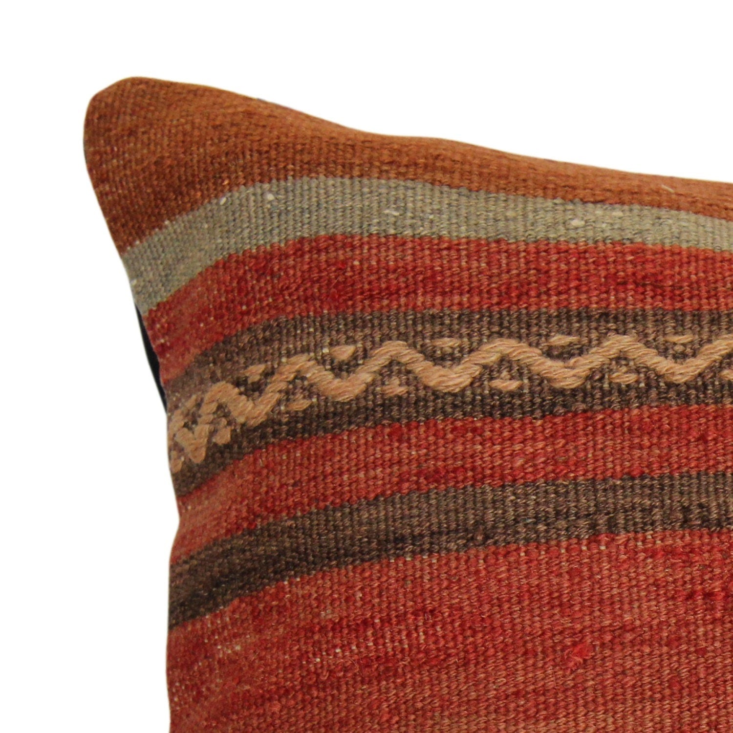Vintage Kilim Pillow Cover: Boho Chic Wool Pillowcase (16x16 Inches)