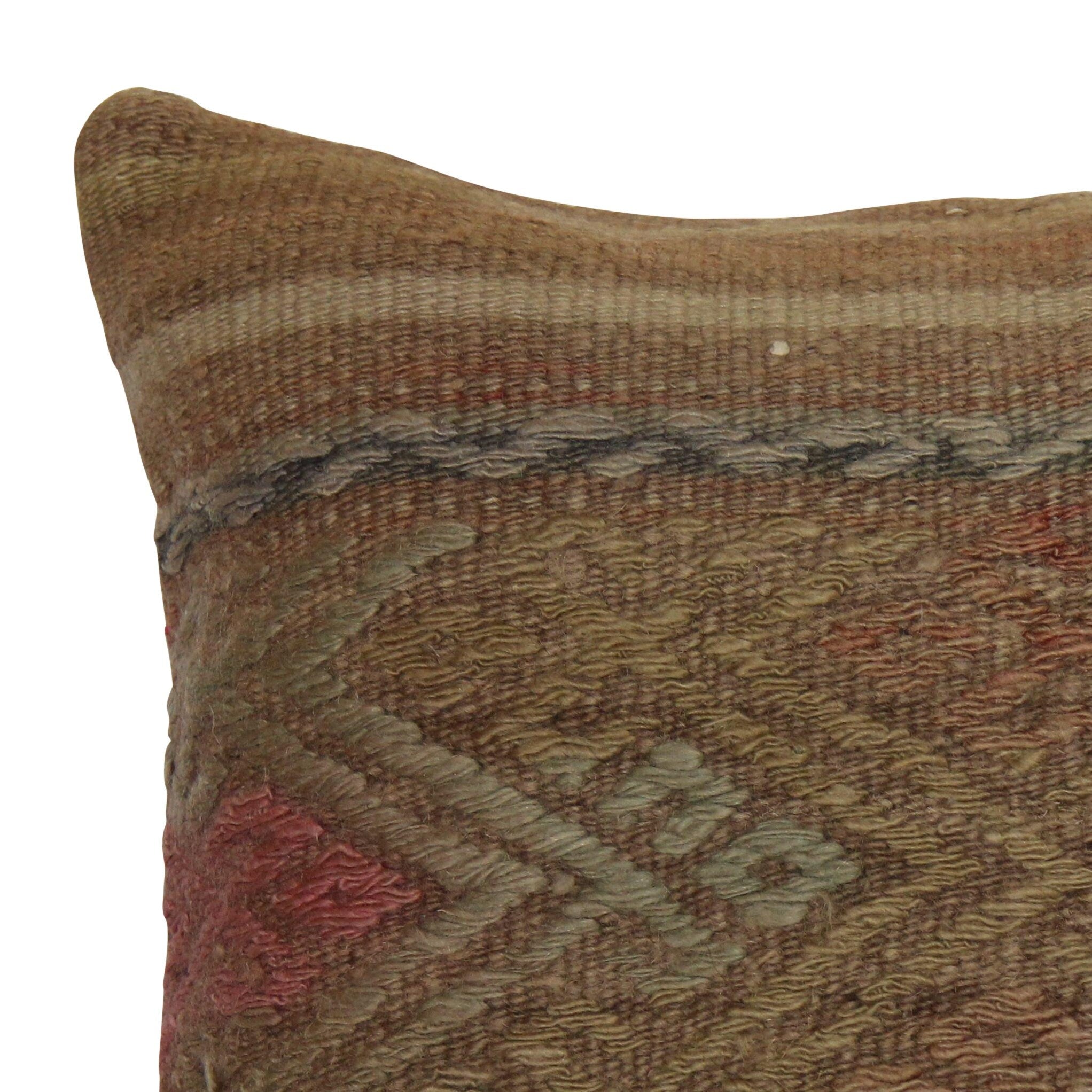 Vintage Kilim Pillow Cover: Handwoven Wool Turkish Pillowcase (16x16 Inches)