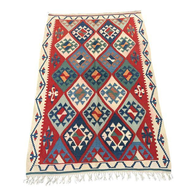 Vintage Handmade Turkish Kilim Rug - 3'5''x5'1''