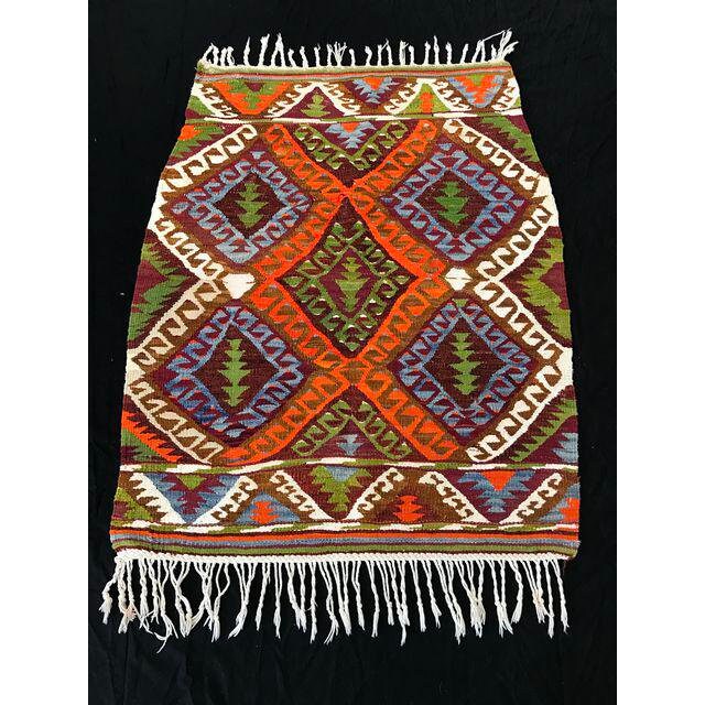 3X4 Vintage Turkish Handwoven Wool Kilim Rug - 3' x 3'8''