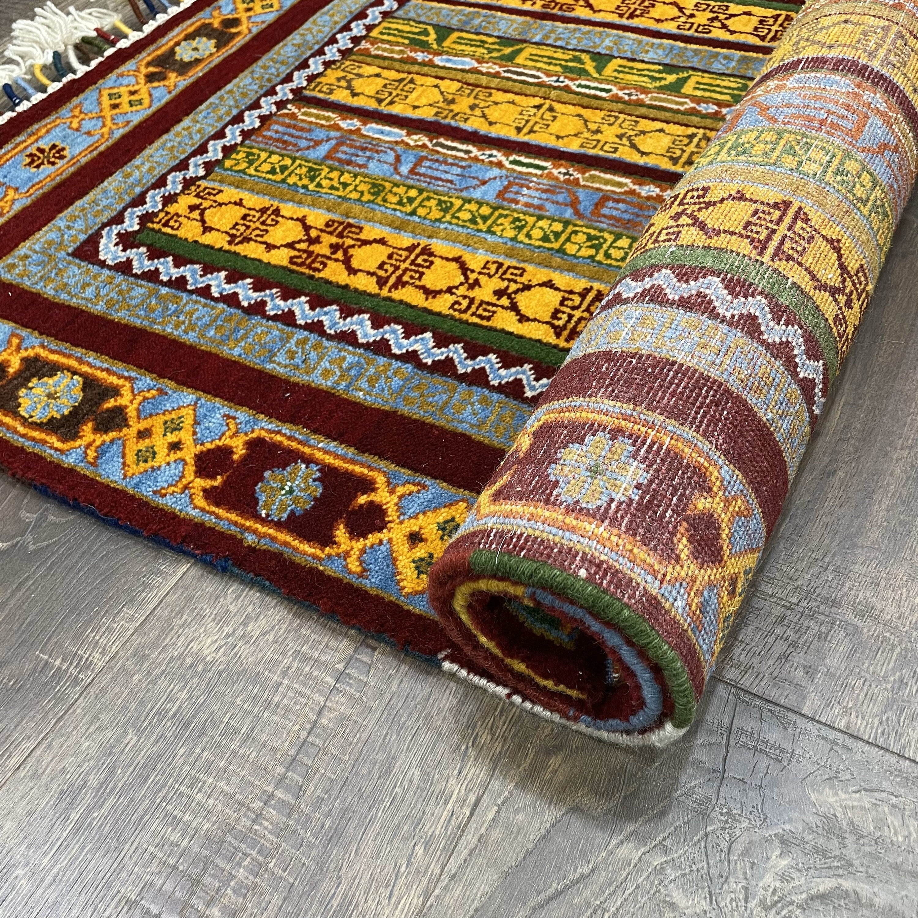 3X5 Hand-knotted Thick Dense Wool Colorful - 2'11"x4'6"