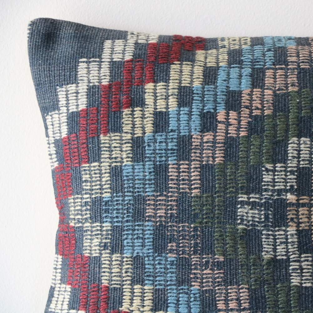 Vintage Kilim Pillow Cover 16x16: Handwoven Turkish Wool Accent