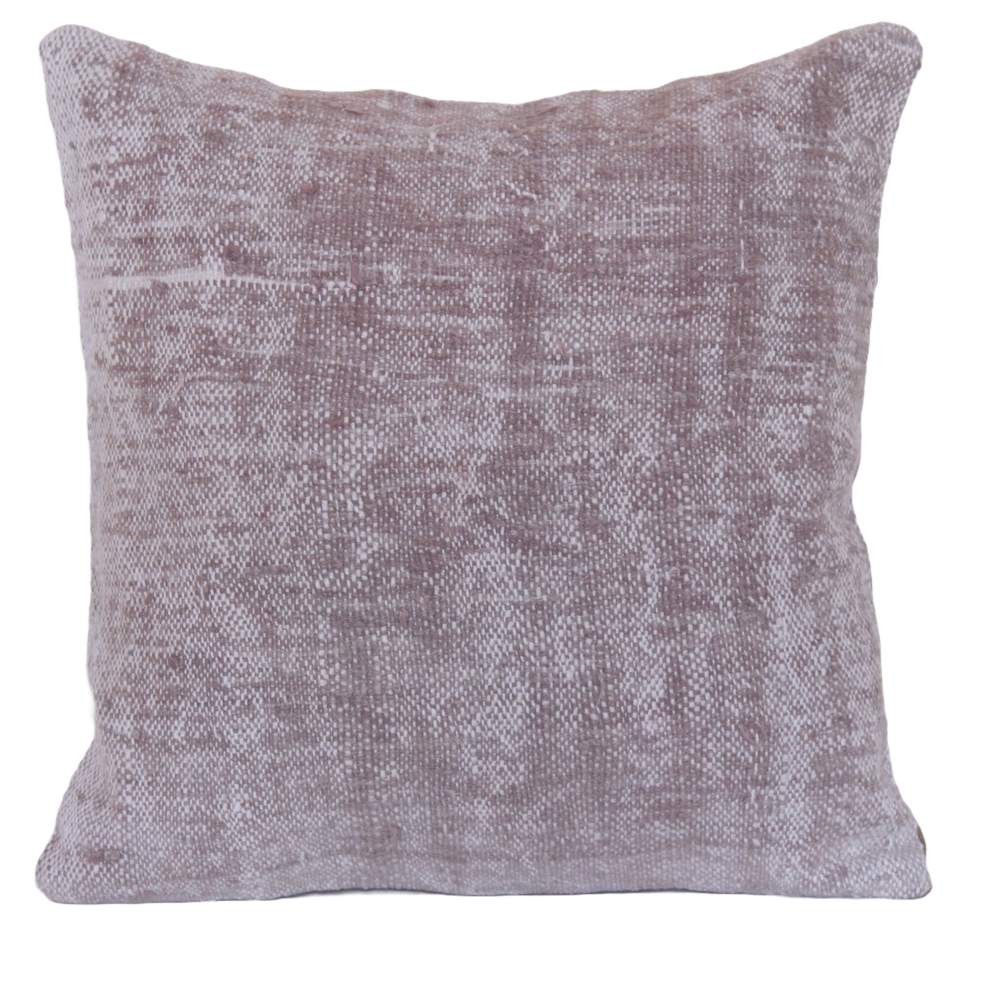 Vintage Hand-Knotted Wool Kilim Pillow Cover - 15x15 Neutral Rug Pillow