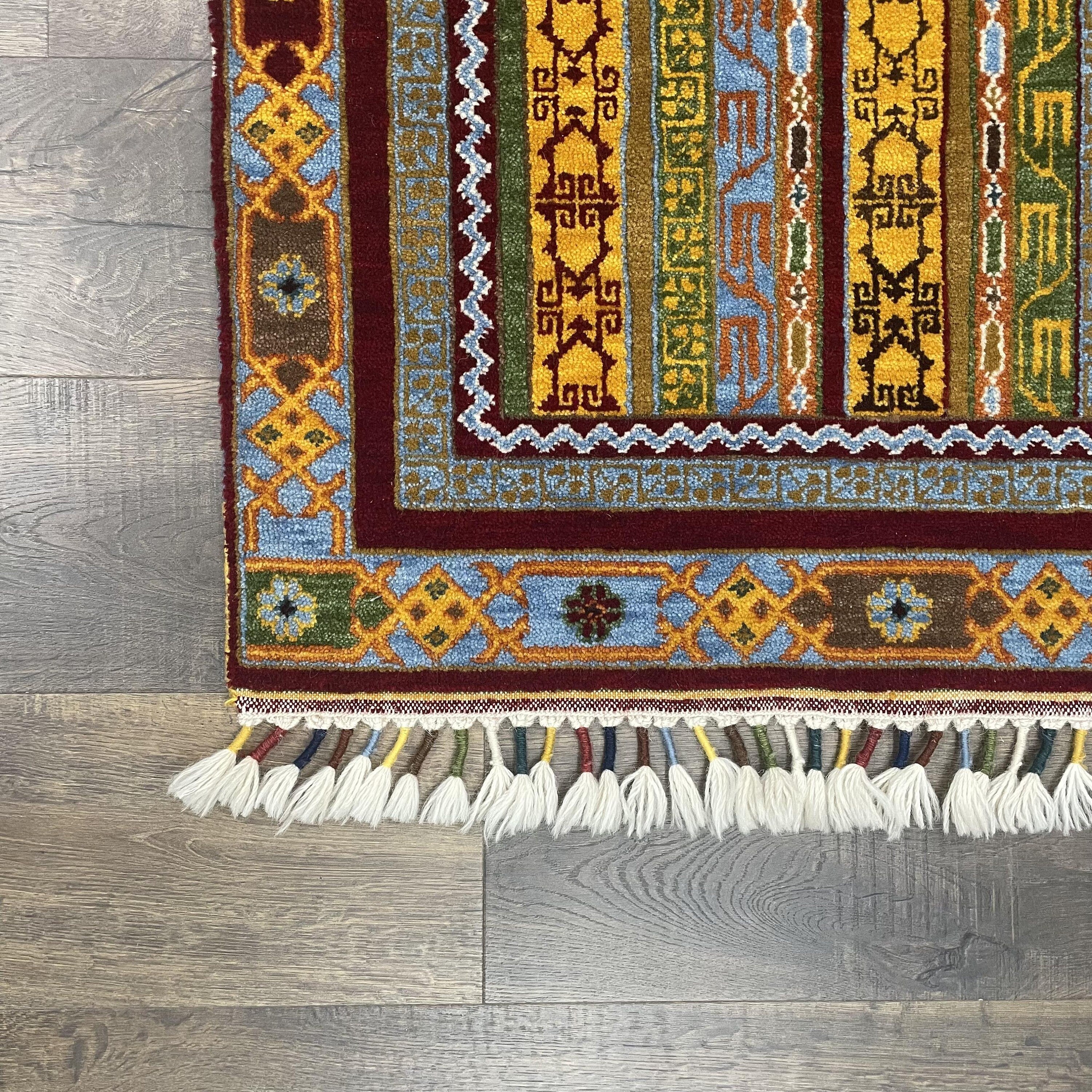 3x5 Vintage Turkish Rug with Color Pop, Hand-Knotted Boho Khorjin Rug - 2'8"x4'6"