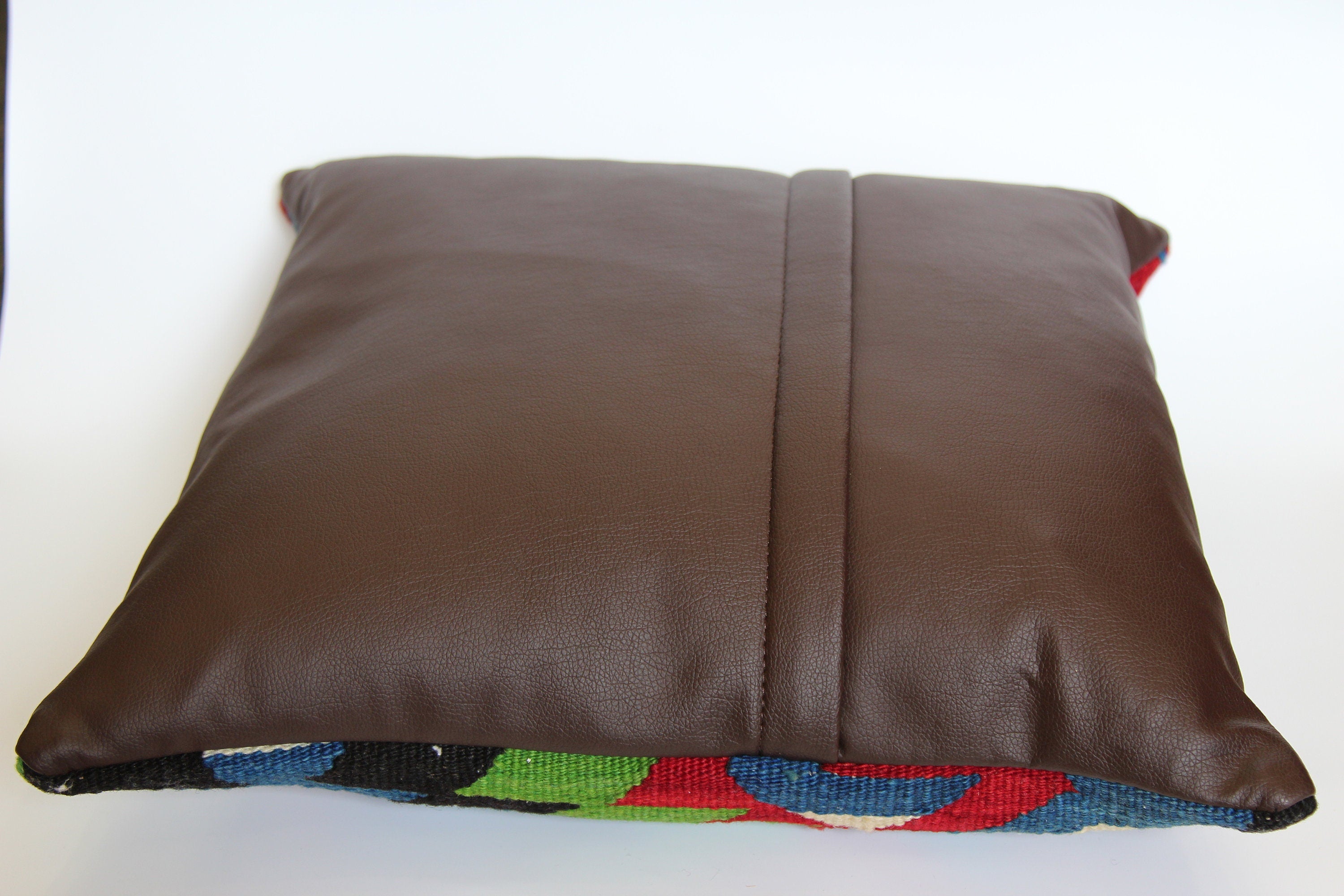 Vintage Turkish Kilim Pillow Cover: Handwoven Wool Throw Cushion (18x18)