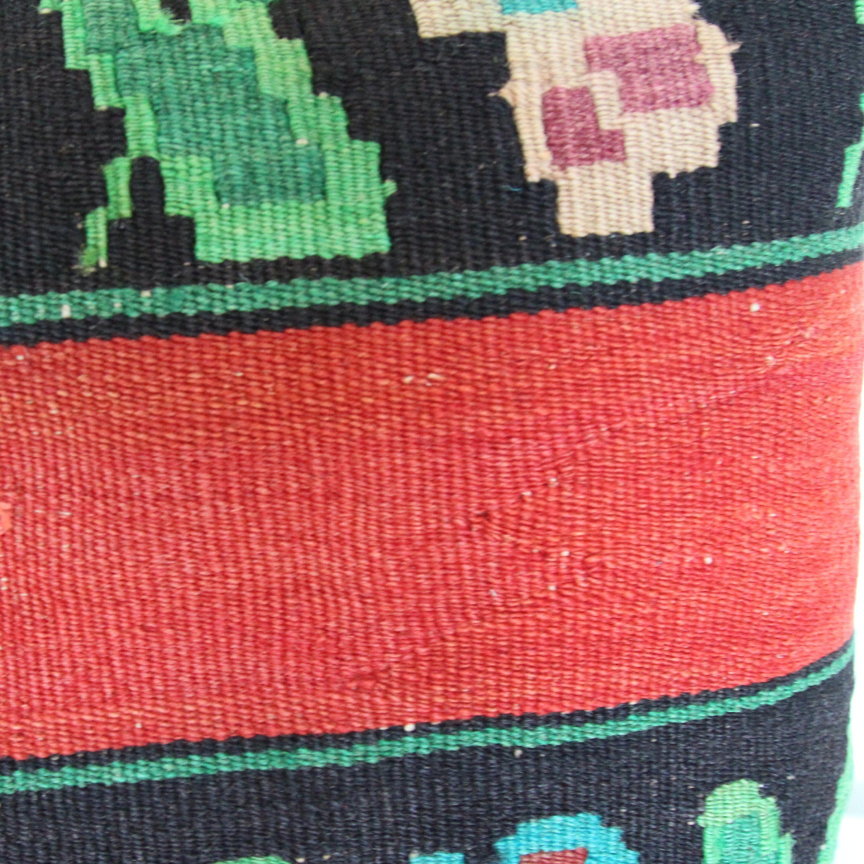 Handmade Vintage Turkish Kilim Pillow Cover: 20" Wool Throw Pillow