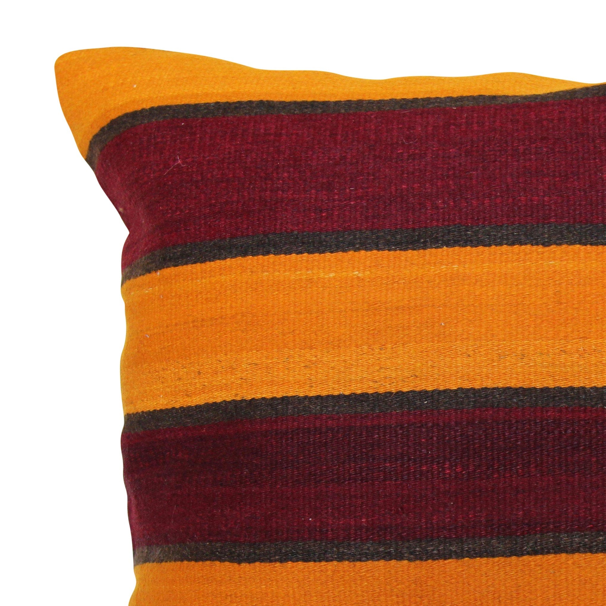 Vintage Wool Kilim Pillow Cover 20x20: Striped Turkish Throw Cushion