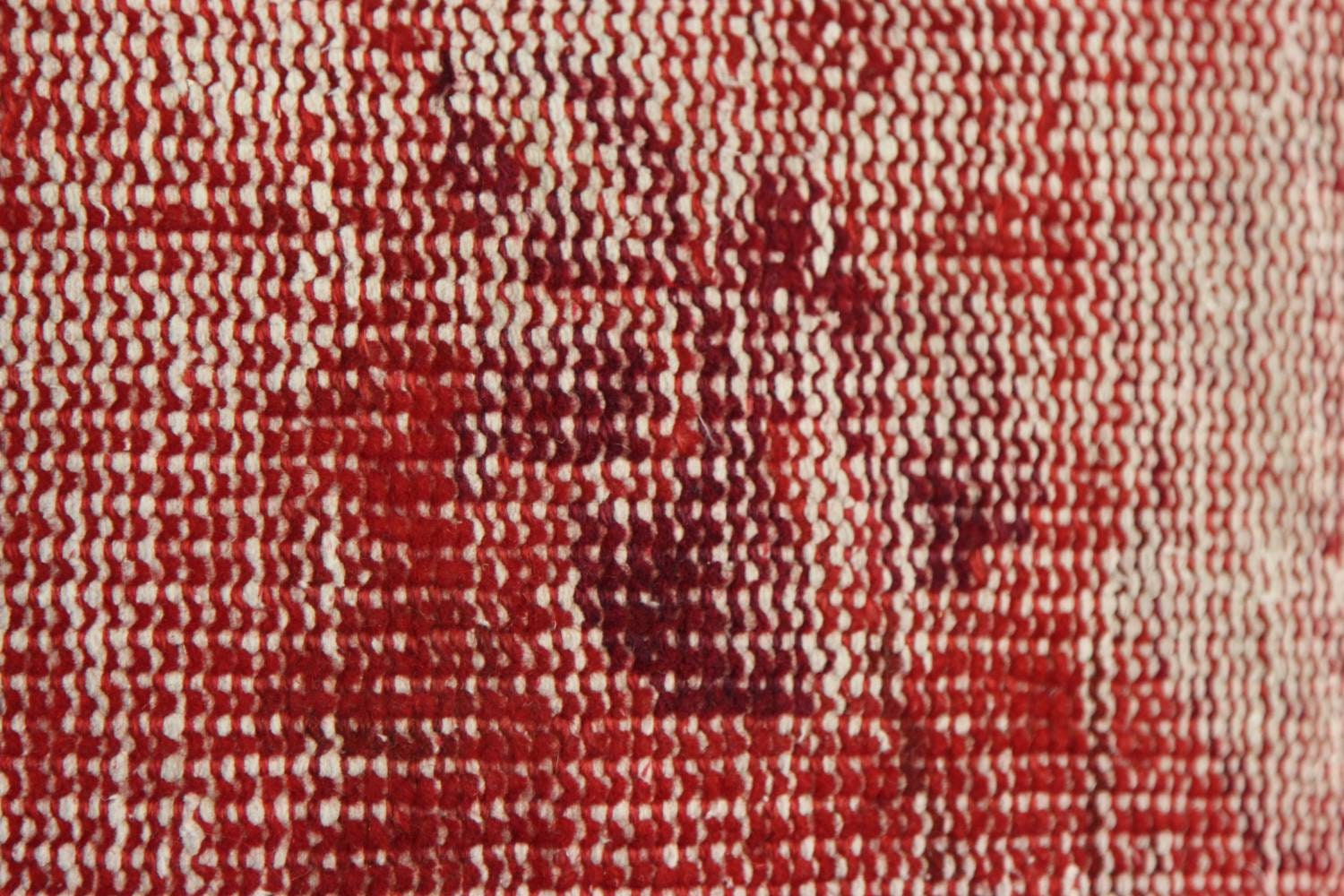 Red Wool Rug Pillow Cover: Hand-Knotted Turkish Kilim, 16x16