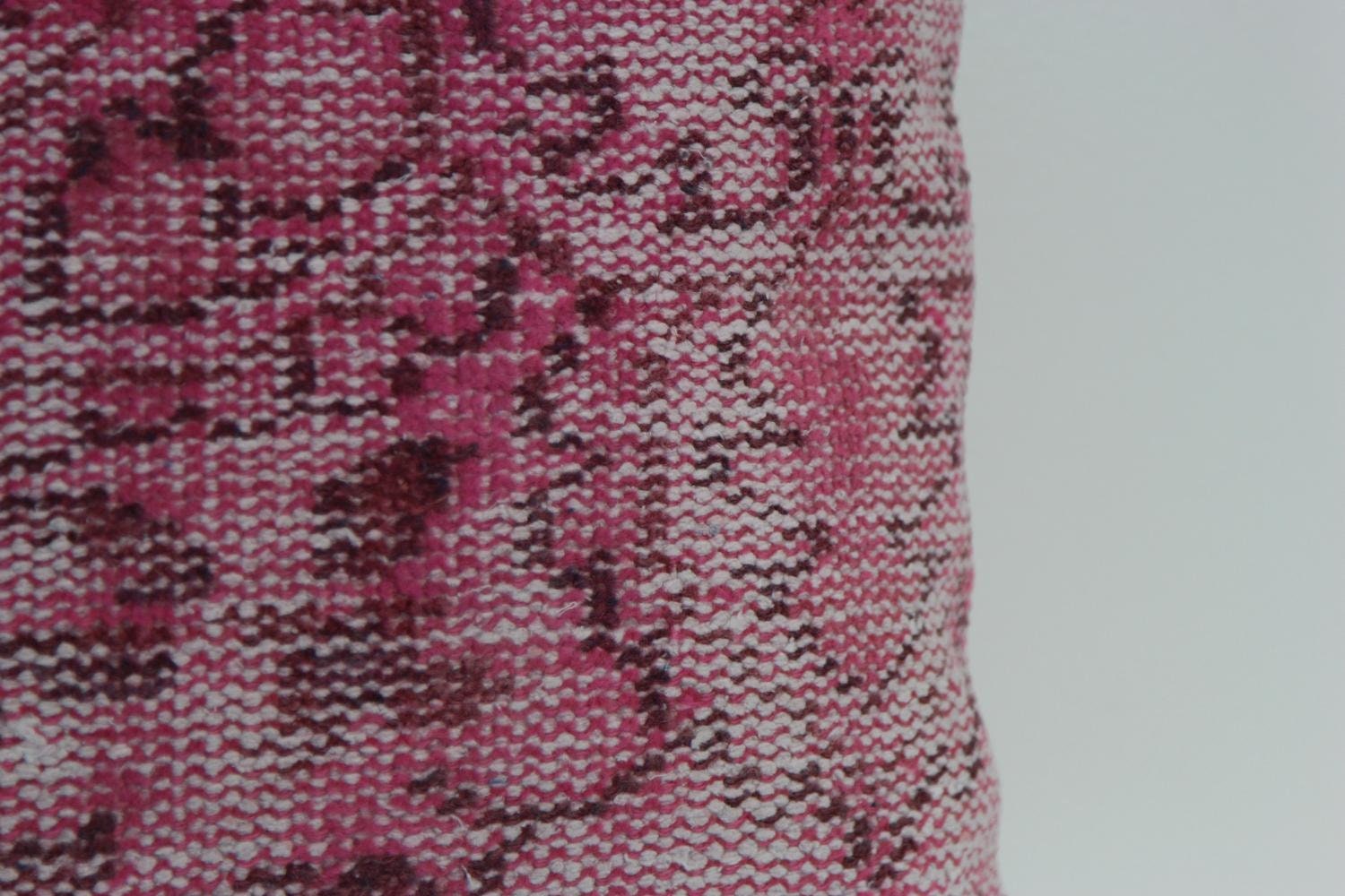 Pink Turkish Kilim Pillow Cover: Hand-Knotted Wool Rug, 18x18