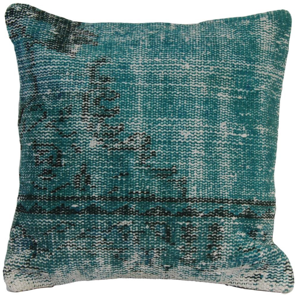 Turquoise Wool Pillow Cover: 20" Vintage Turkish Kilim Pillowcase