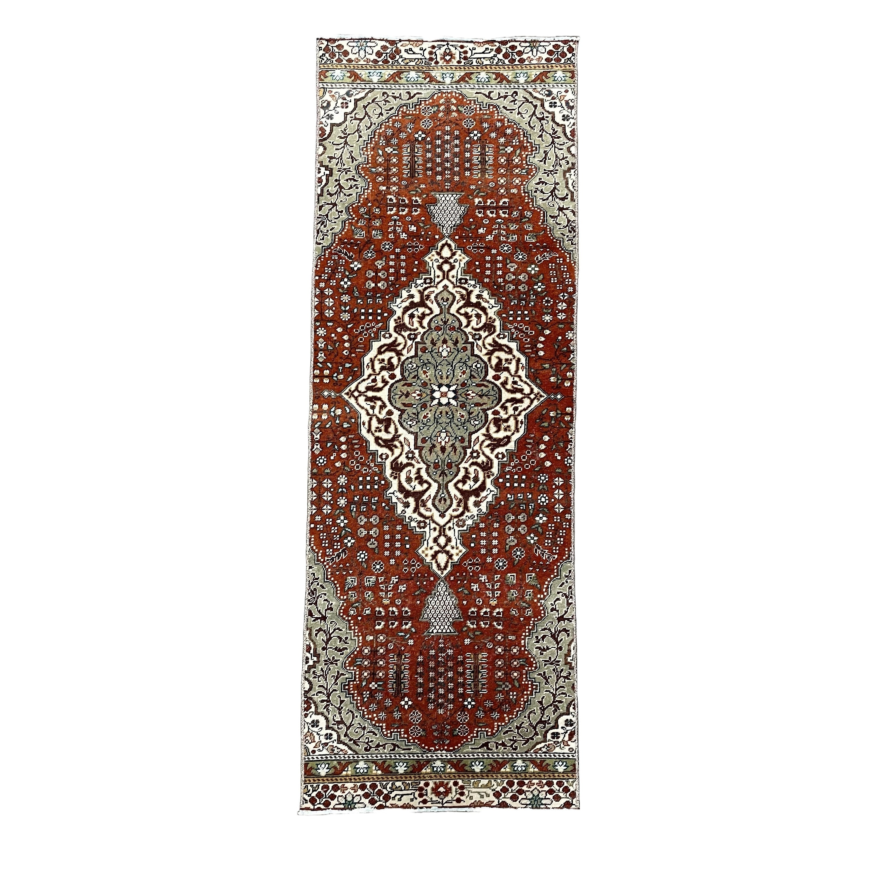 6.5 Ft Turkish Wool Runner Rug: Hand-Knotted Tribal Design