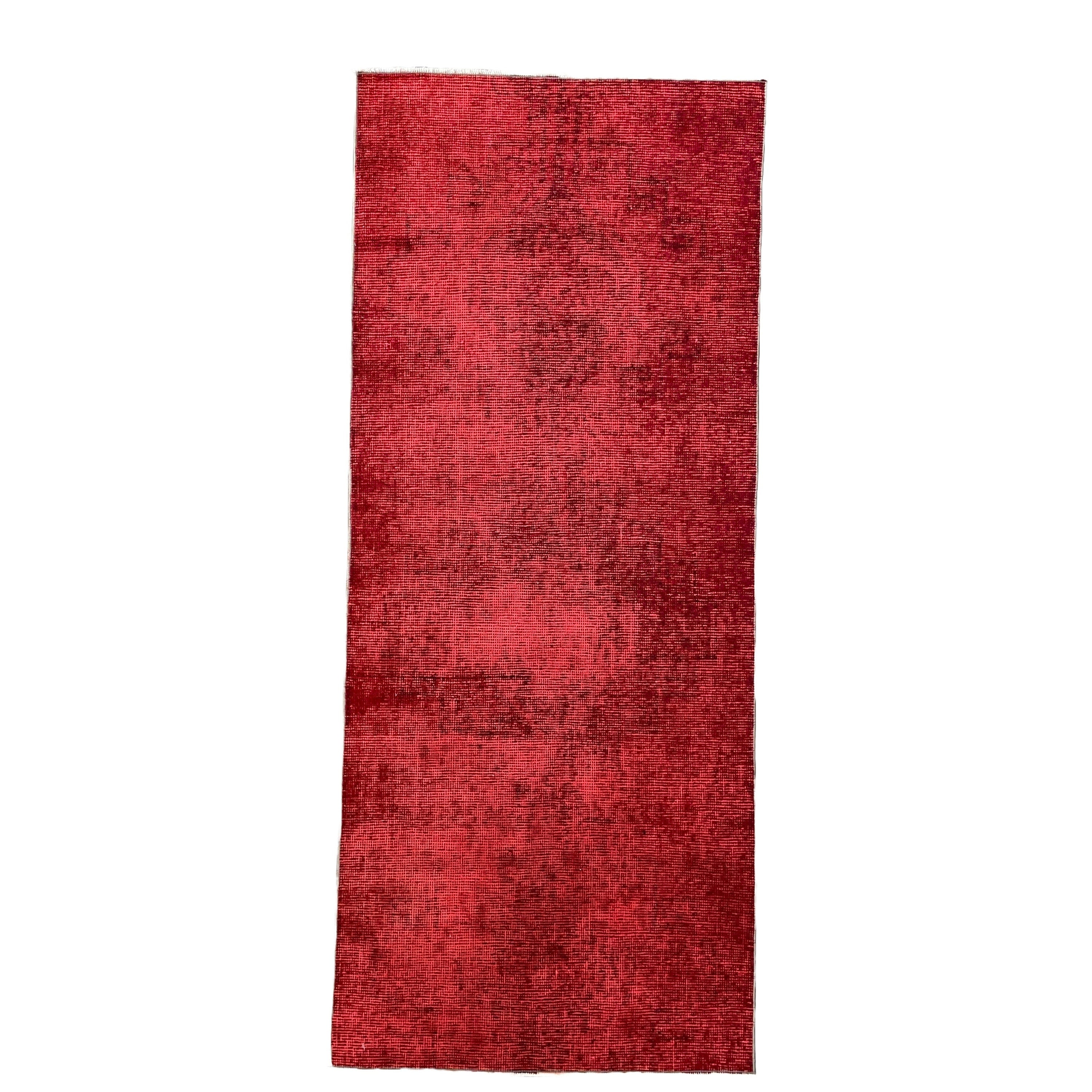 Hand-Knotted Over-Dyed Red Turkish Wool Runner Rug (3x7)