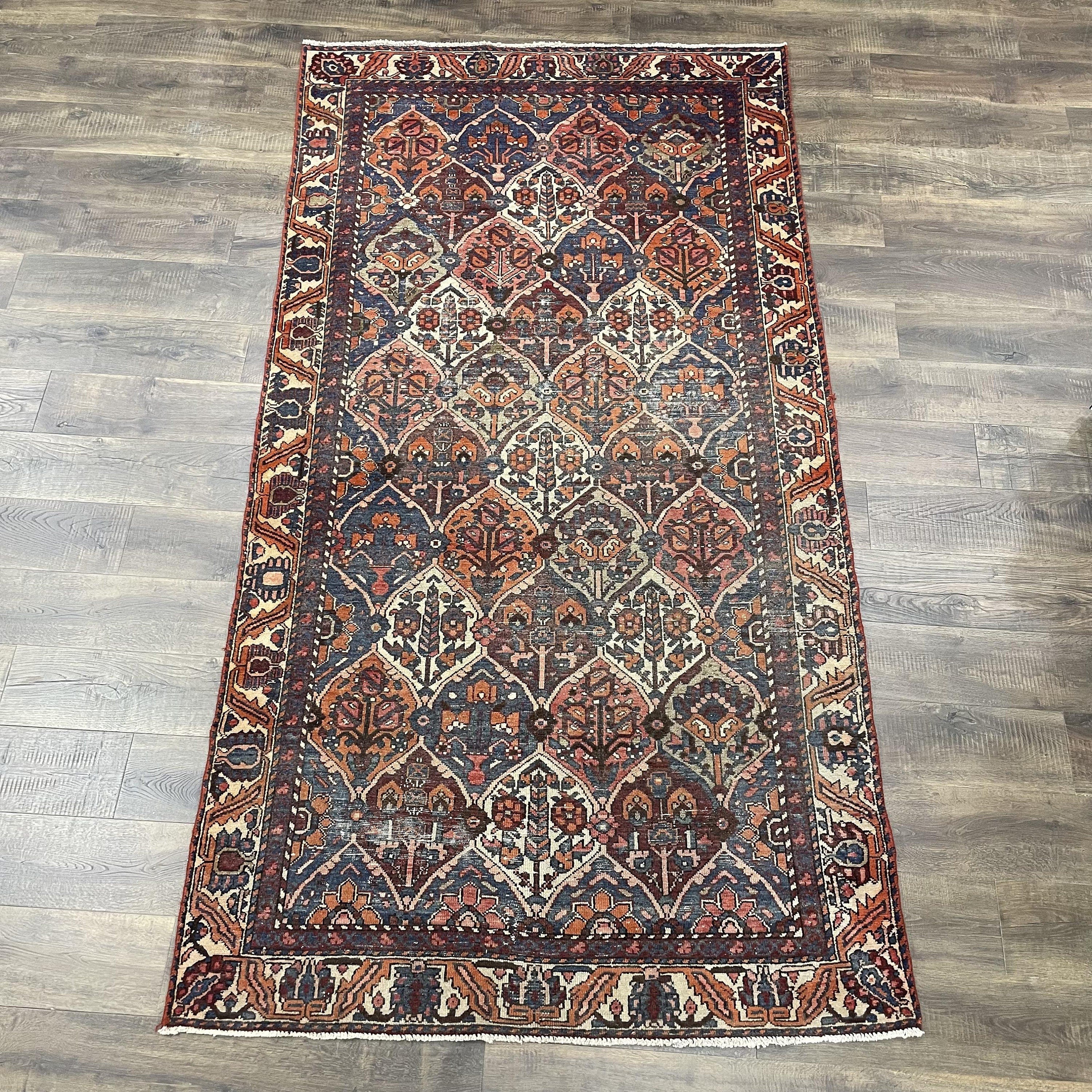 Hand Knotted Turkish Wool Rug (5x9): Distressed Vintage Oriental Carpet