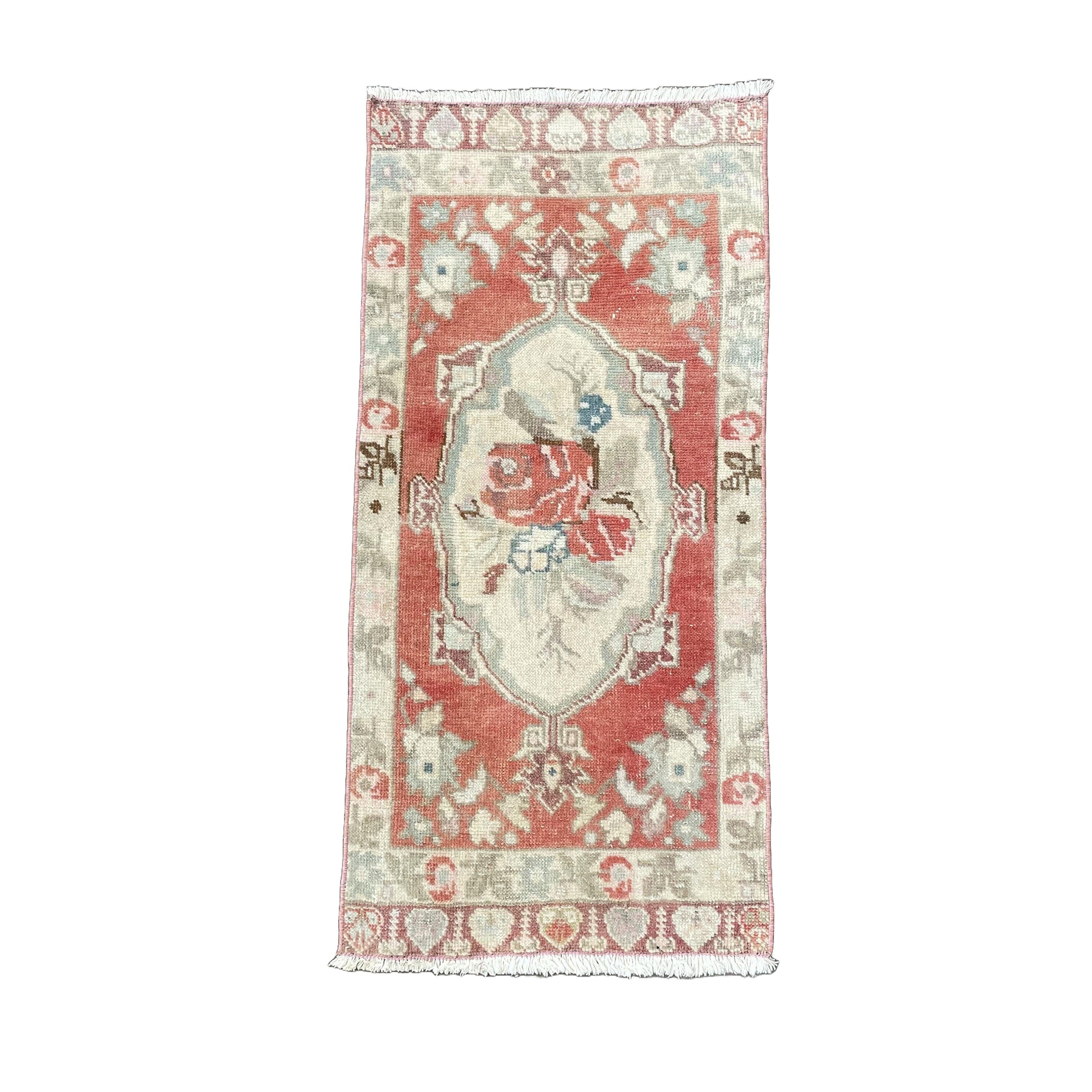 Vintage Turkish Wool Rug: 2x3.5 Hand Knotted Cappadocia Pastel Rug