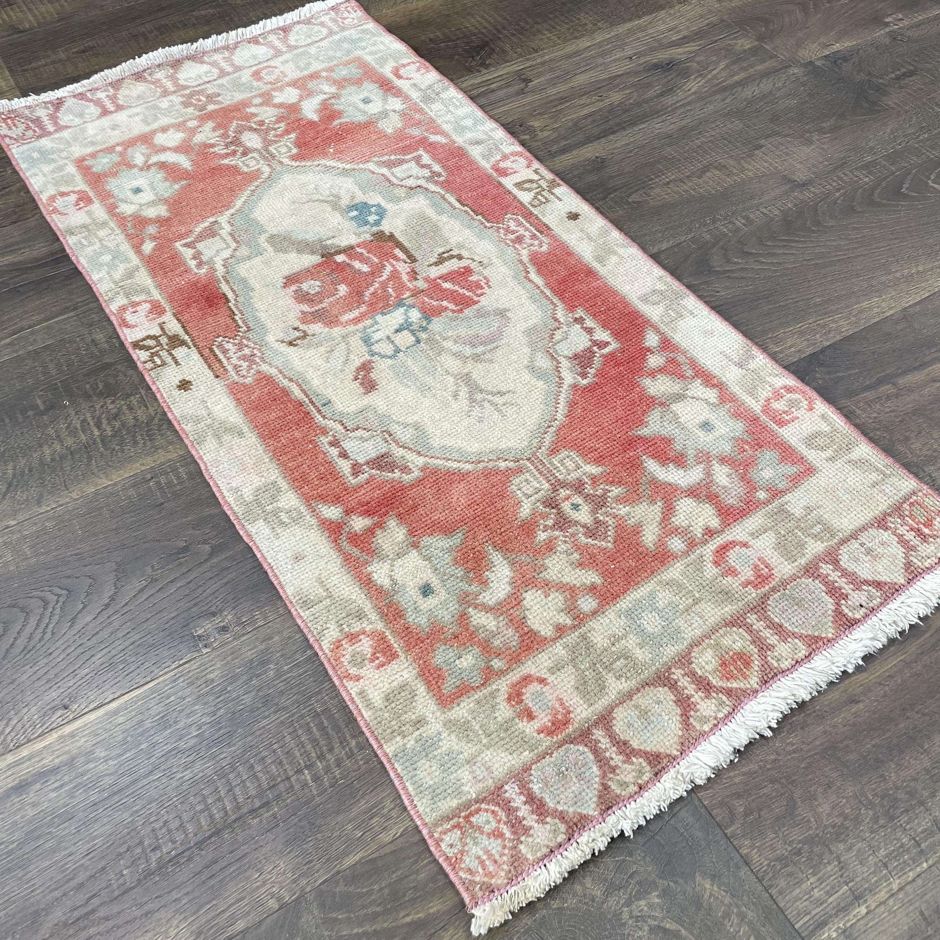 Vintage Turkish Wool Rug: 2x3.5 Hand Knotted Cappadocia Pastel Rug