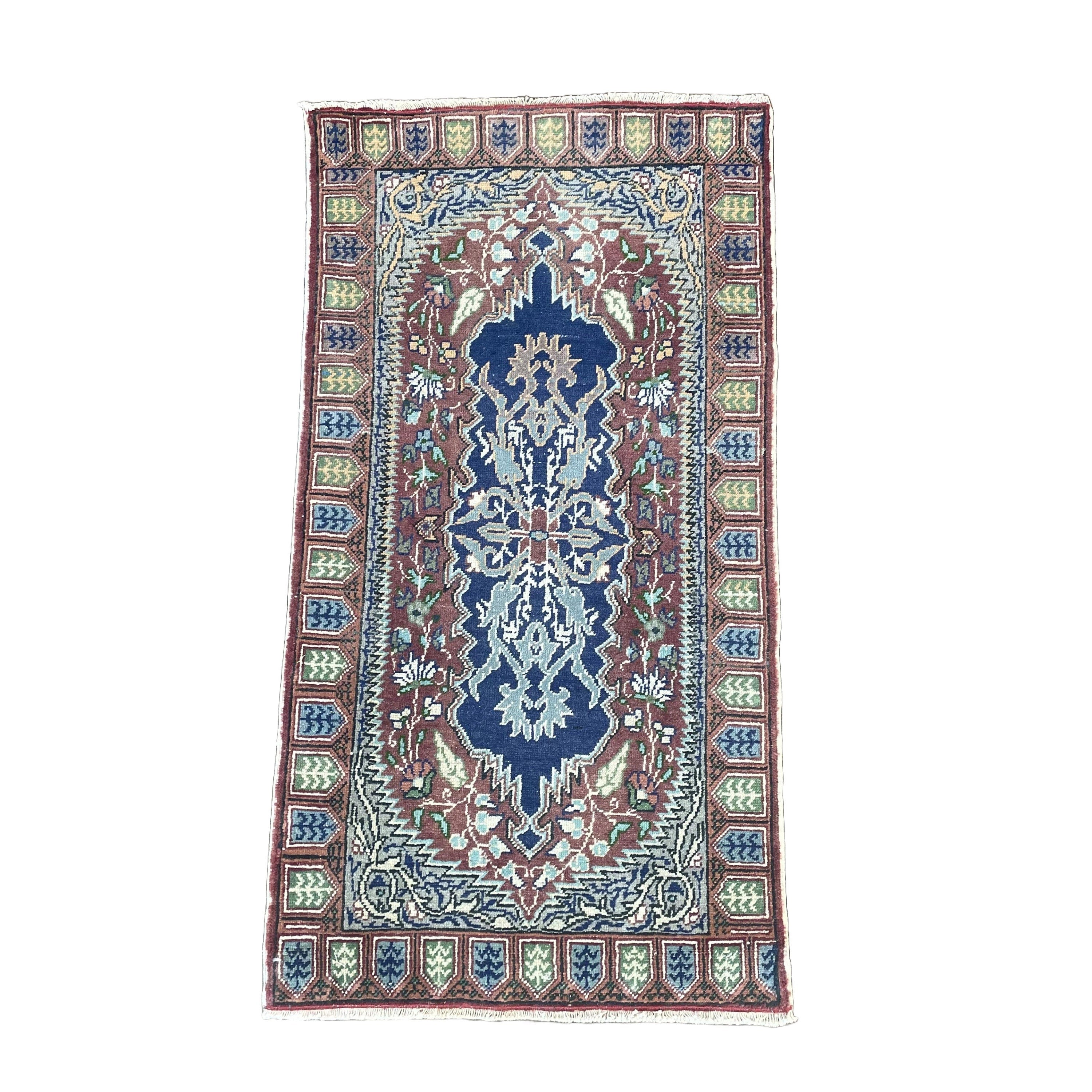 Small Vintage Cappadocia Turkish Wool Rug: 2x3.7 Pastel Hand Knotted Rug