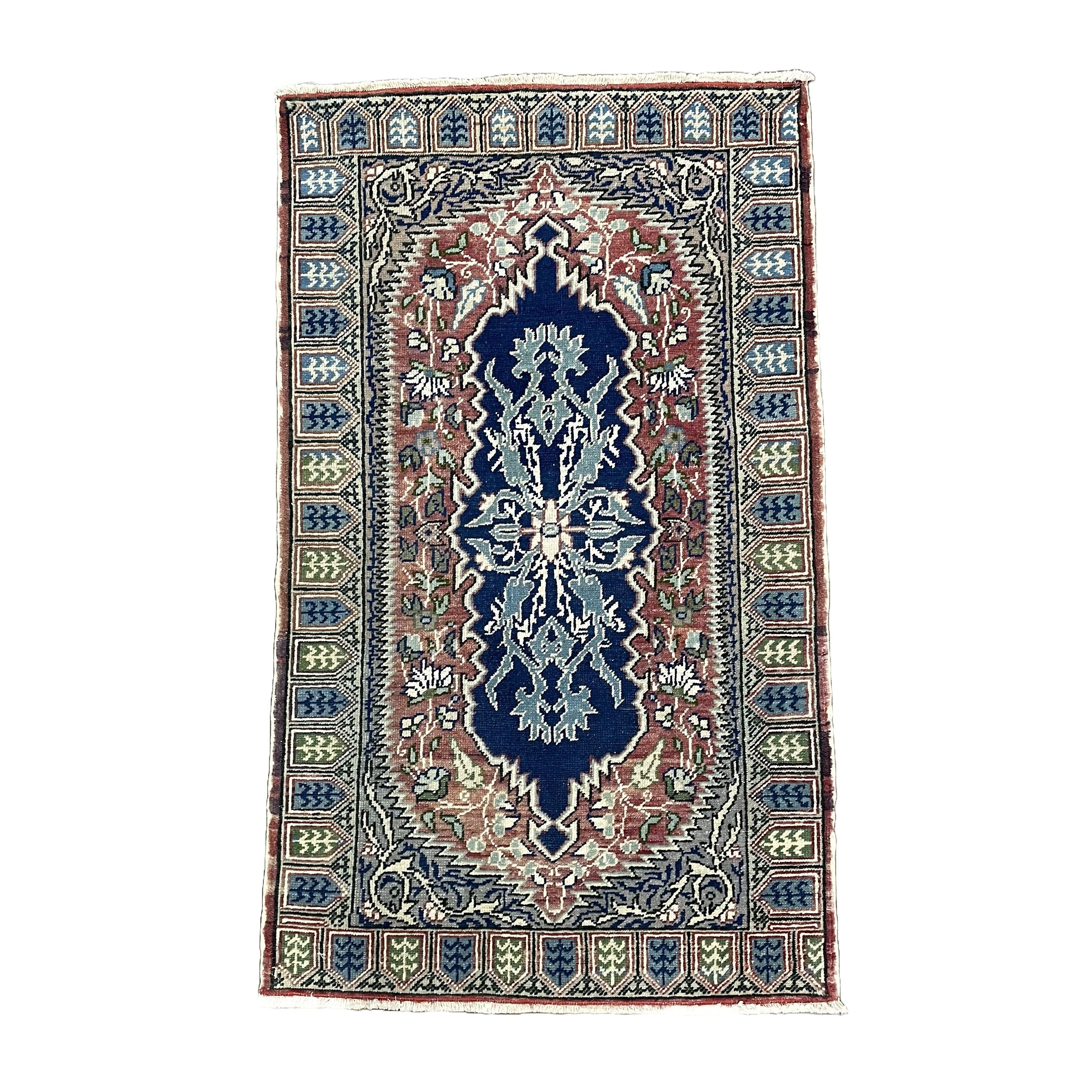 Vintage Cappadocia Wool Rug: Small Turkish Hand-Knotted Entryway Rug (2x3.5)