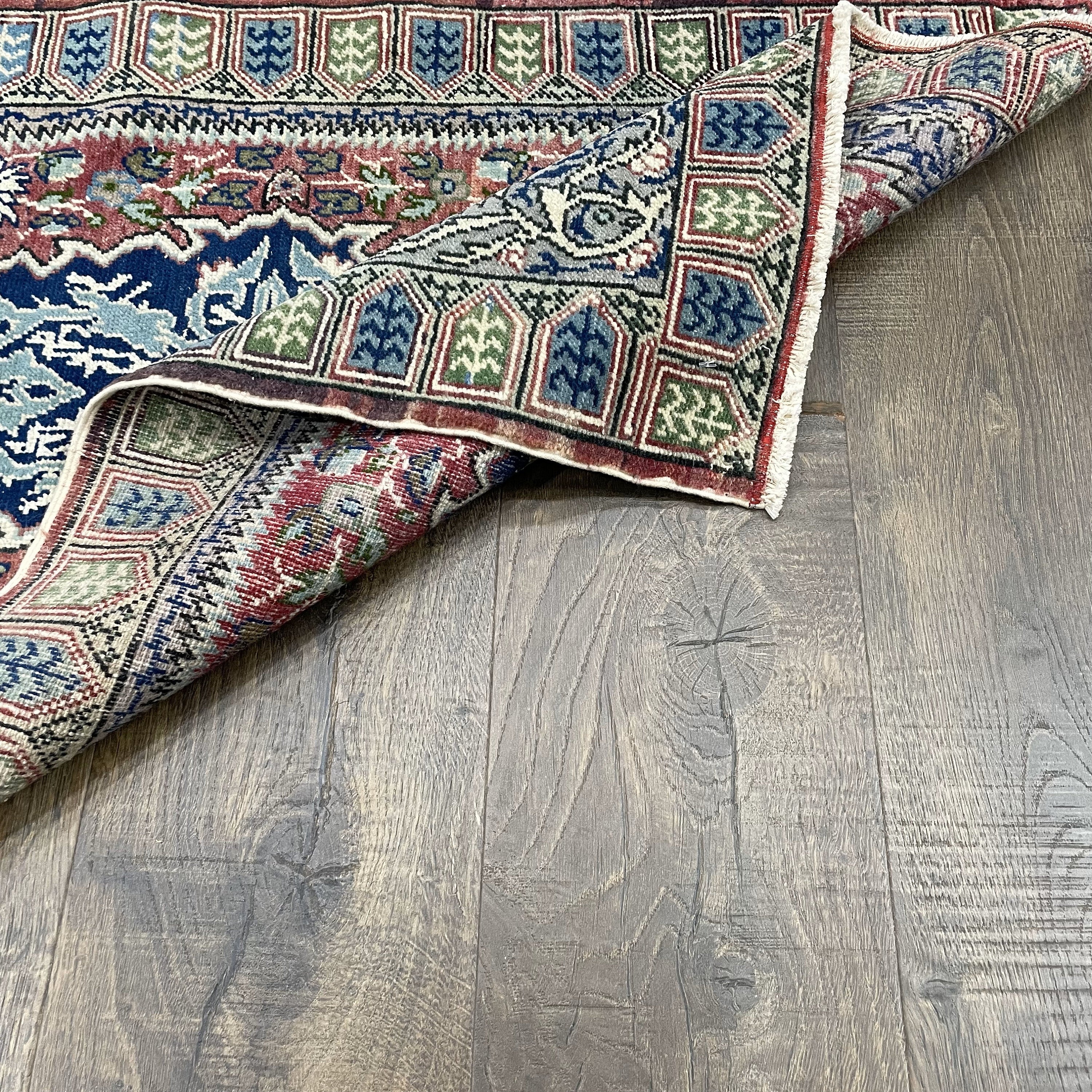 Vintage Cappadocia Wool Rug: Small Turkish Hand-Knotted Entryway Rug (2x3.5)