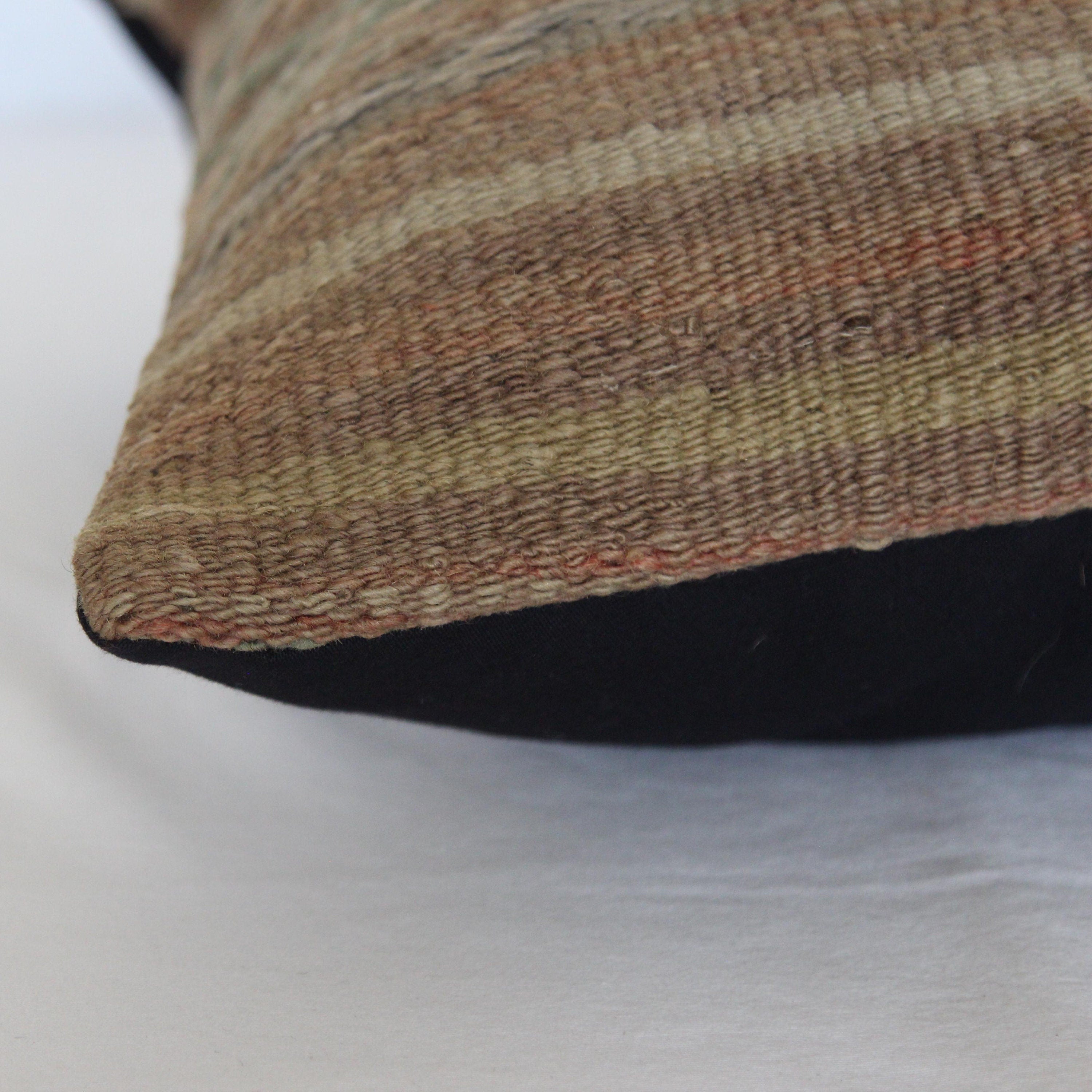 Vintage Kilim Pillow Cover: Handwoven Wool Turkish Pillowcase (16x16 Inches)