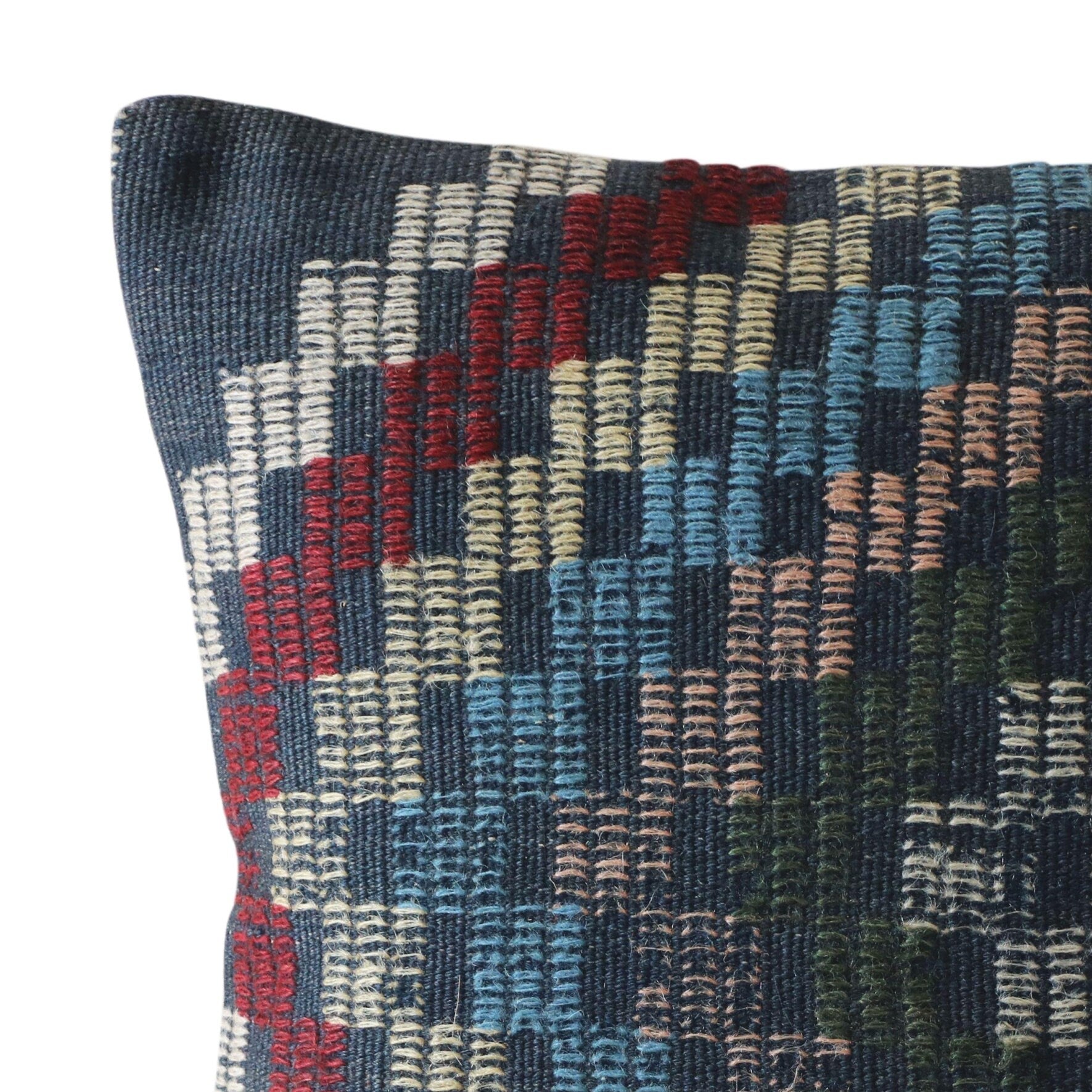 Vintage Kilim Pillow Cover 16x16: Handwoven Turkish Wool Accent