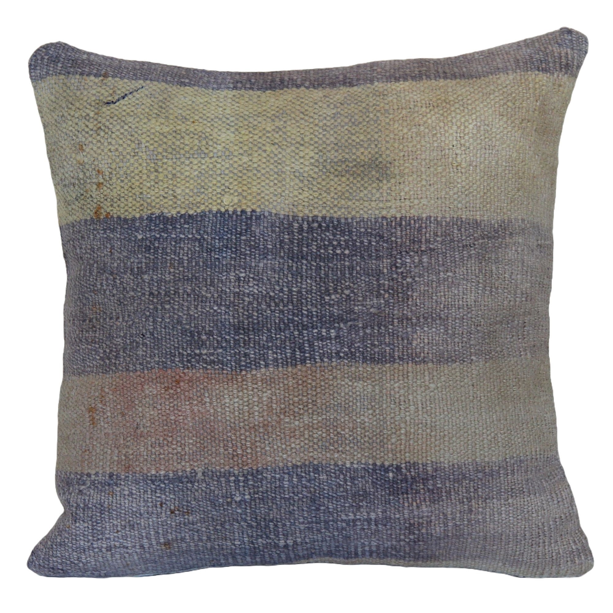 Vintage Kilim Rug Pillow Cover 16x16: Handwoven Turkish Wool Cushion