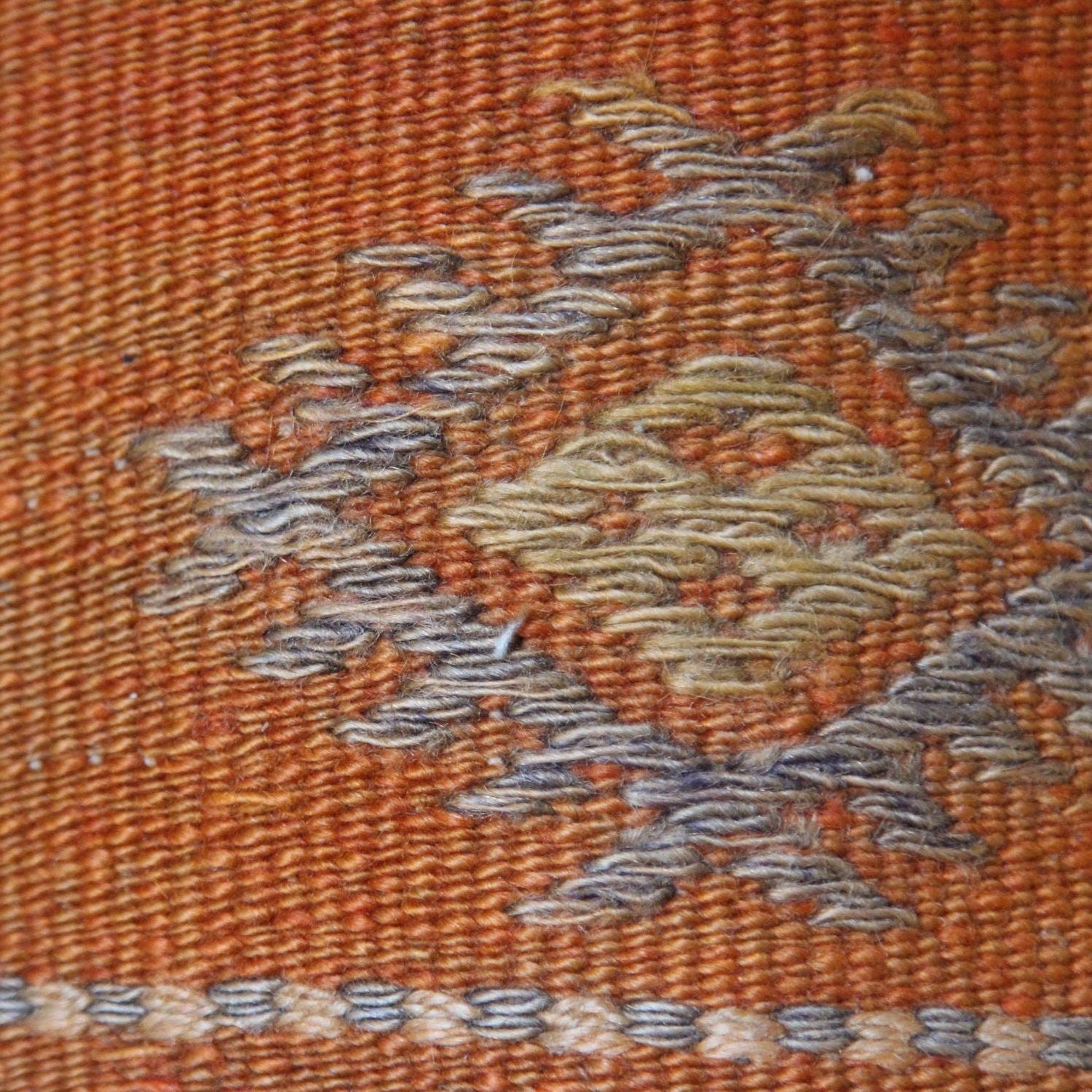 Vintage Kilim Wool Pillow Cover: Handwoven Turkish Throw Cushion (16x16)