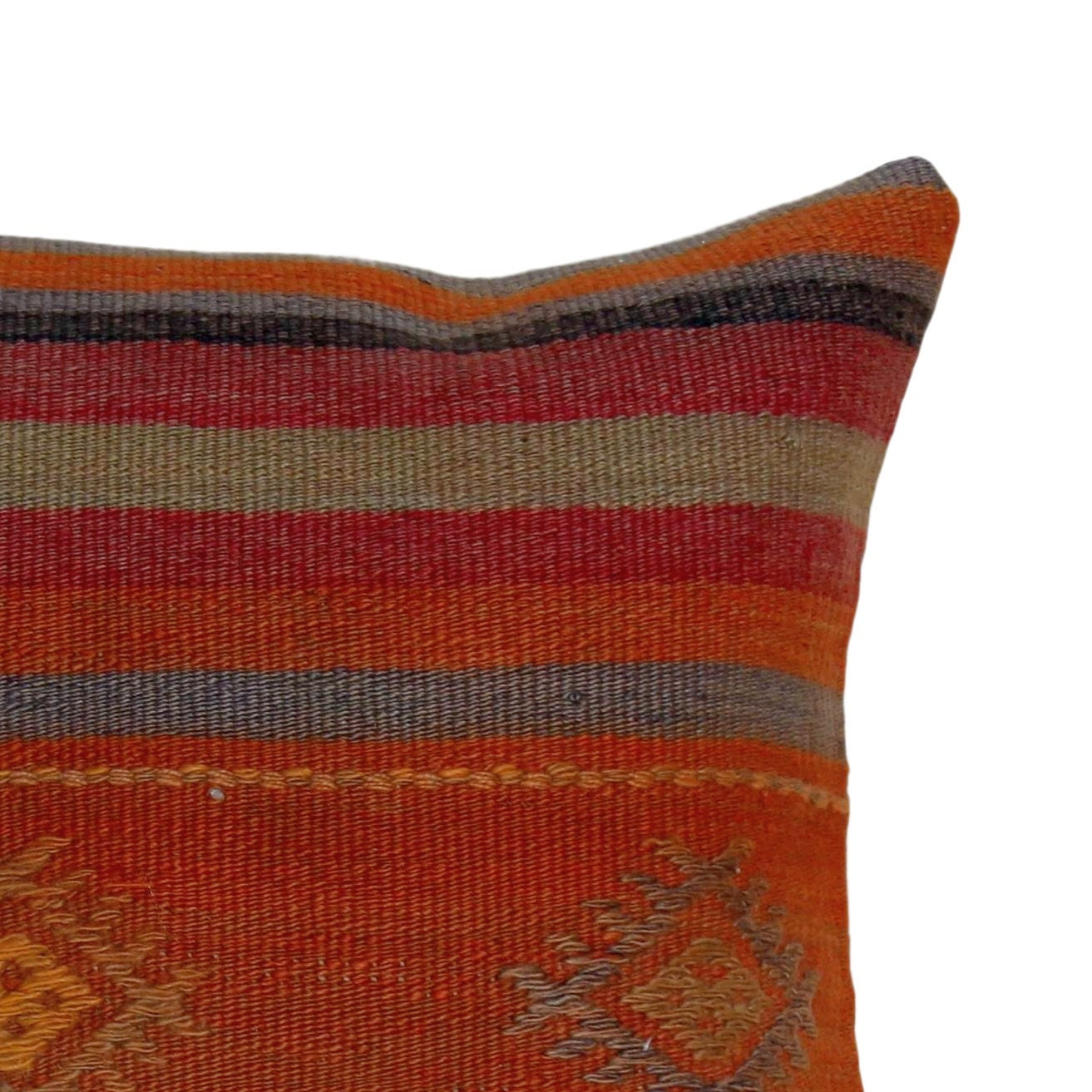 Vintage Kilim Wool Pillow Cover: Handwoven Turkish Throw Cushion (16x16)