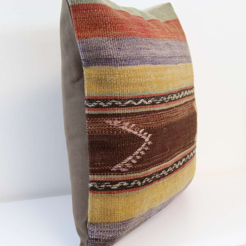 Vintage Decorative Pillow - Hand-Knotted Wool Kilim Rug Pillow Cover 16x16
