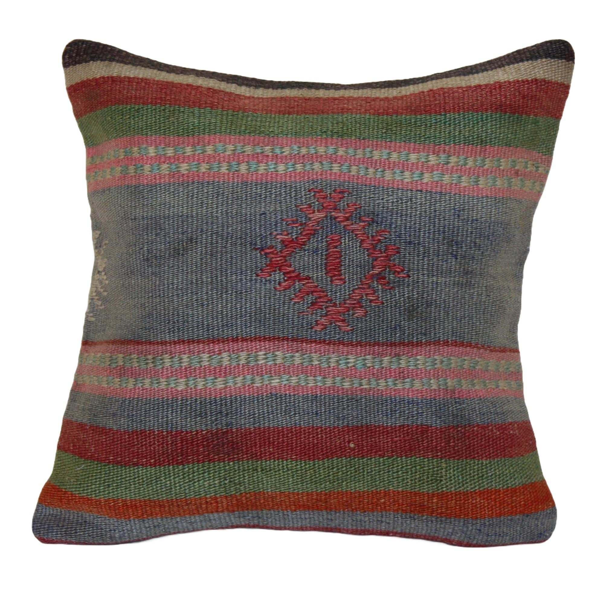 Antique Kilim Pillow Cover 16x16 - Vintage Rug Throw Pillow - Ideal Decorative Gift for Sofa