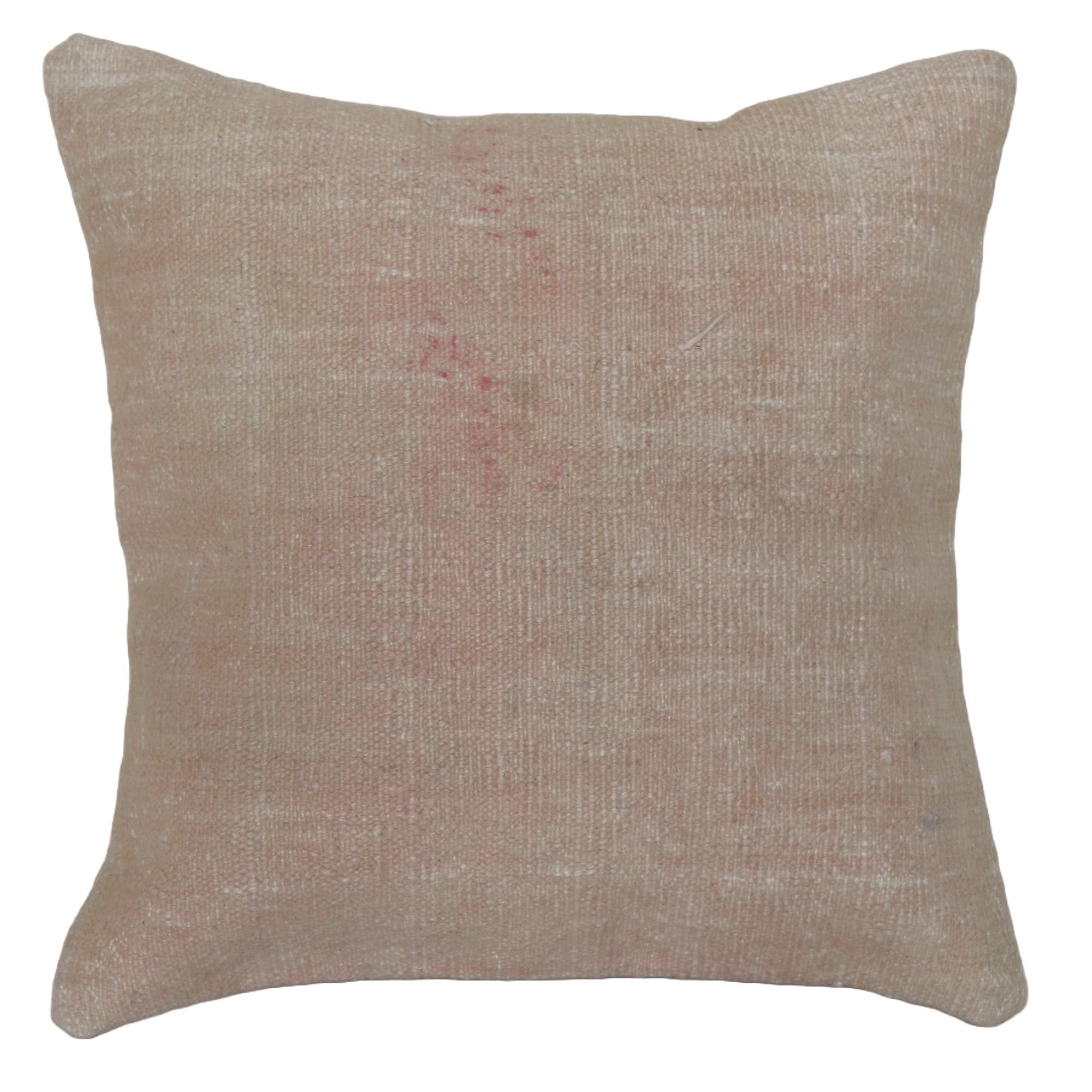 Vintage Hand-Knotted Wool Kilim Pillow: Neutral Turkish Rug Throw (16x16)