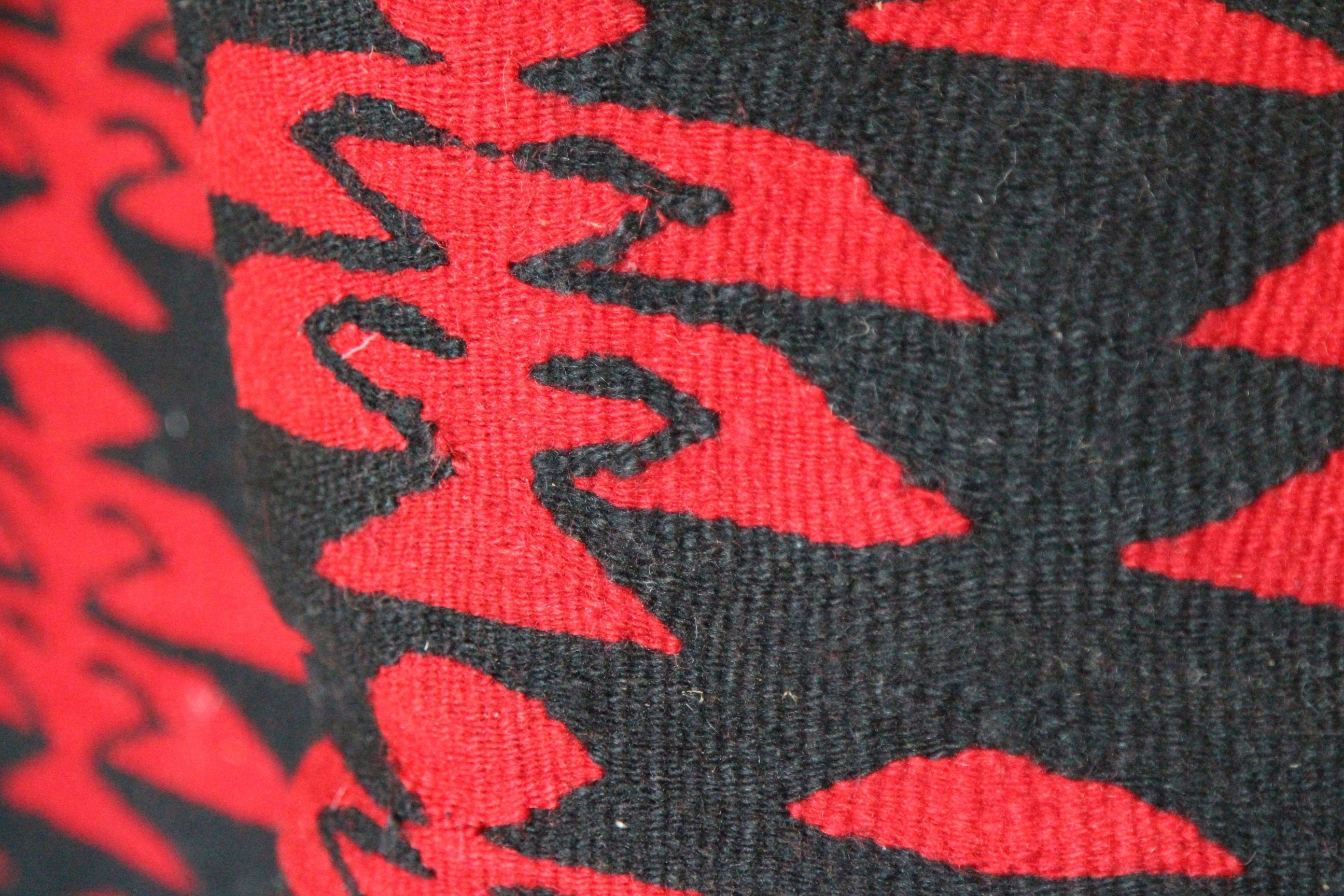 Set of 3 Red & Black Kilim Pillow Covers: Vintage Turkish Decor (16x16)