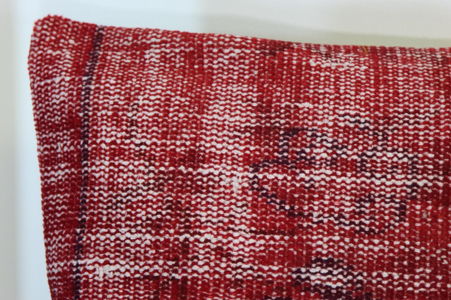 Set of 2 Red Wool Kilim Pillow Covers: Vintage Turkish Rug Pillows 18x18