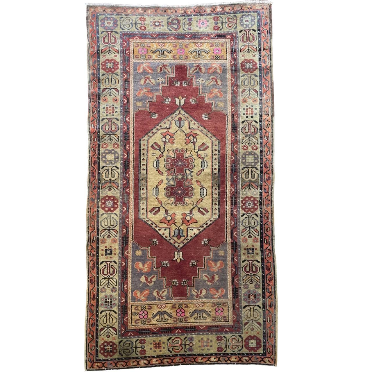 4'x7'7" Handmade Wool Rug - Turkish Vintage Area Rug, Eco-Friendly Home Deco