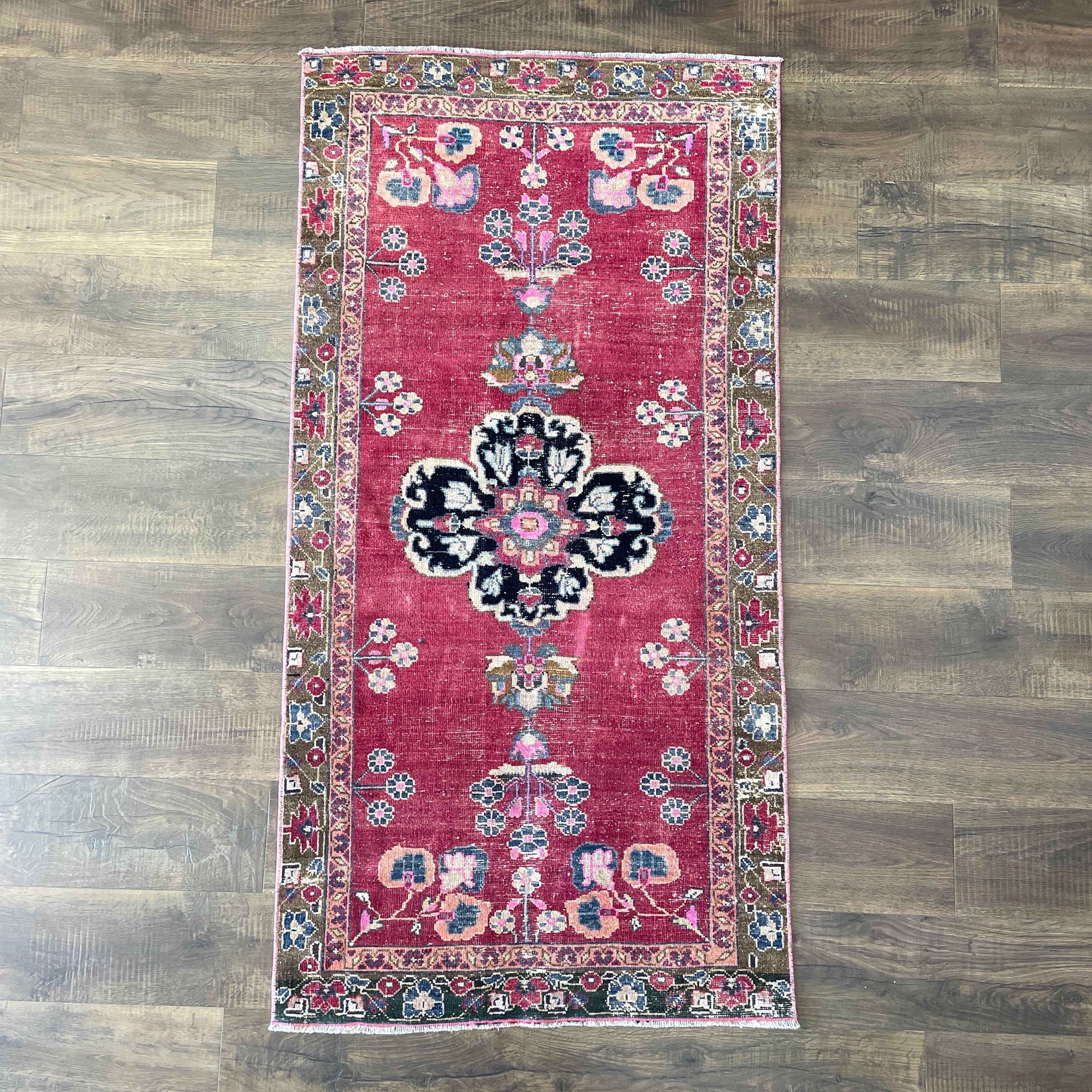 3'x6' Handmade Wool Rug - Turkish Vintage Area Rug, Eco-Friendly Home Decor